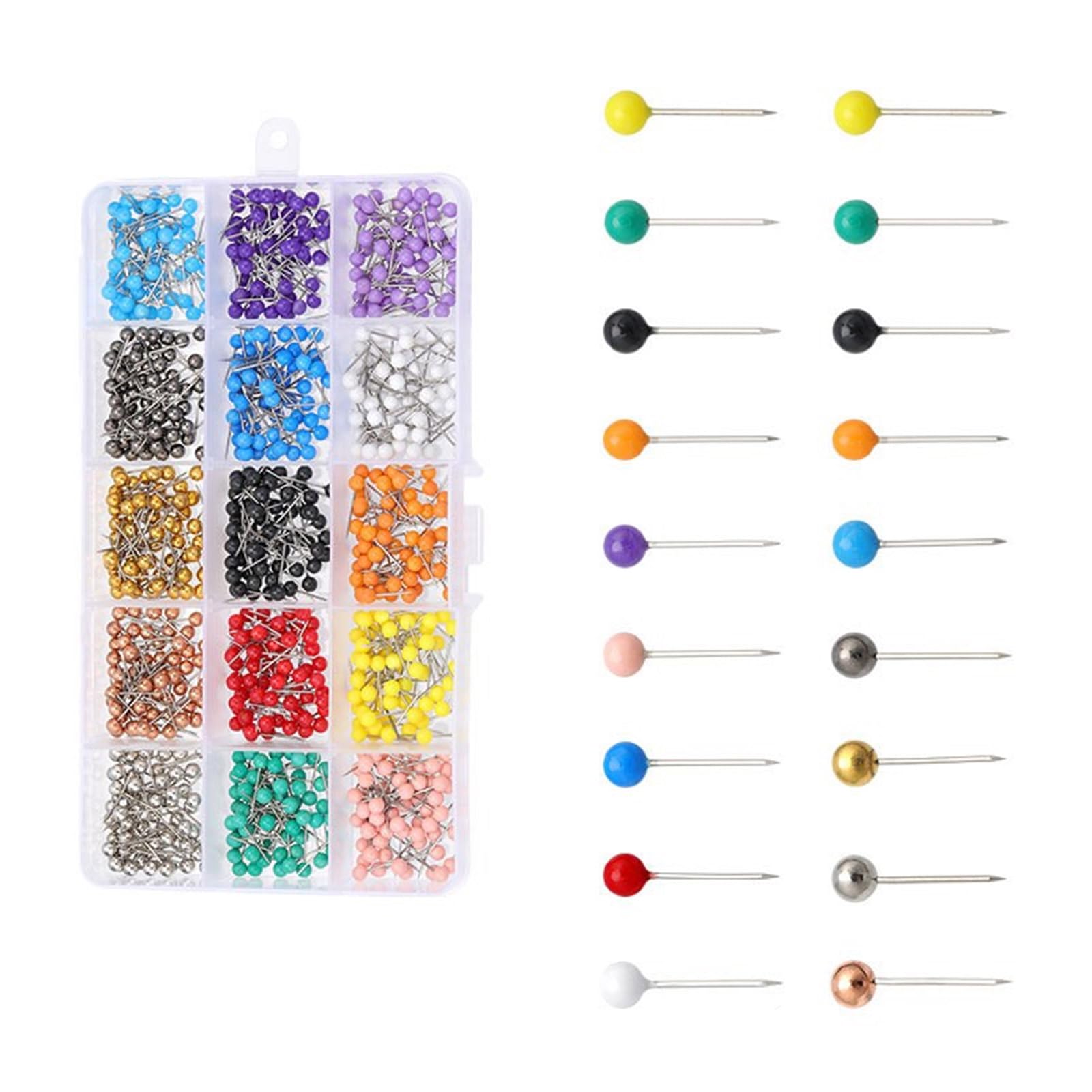 Xjdzineq 4mm Round Head Sewing Pins 200/500 / 900Pcs Multicolored Dressmaking for Dressmaker Fabric Tailoring Garment Making Sewing with Storage Box