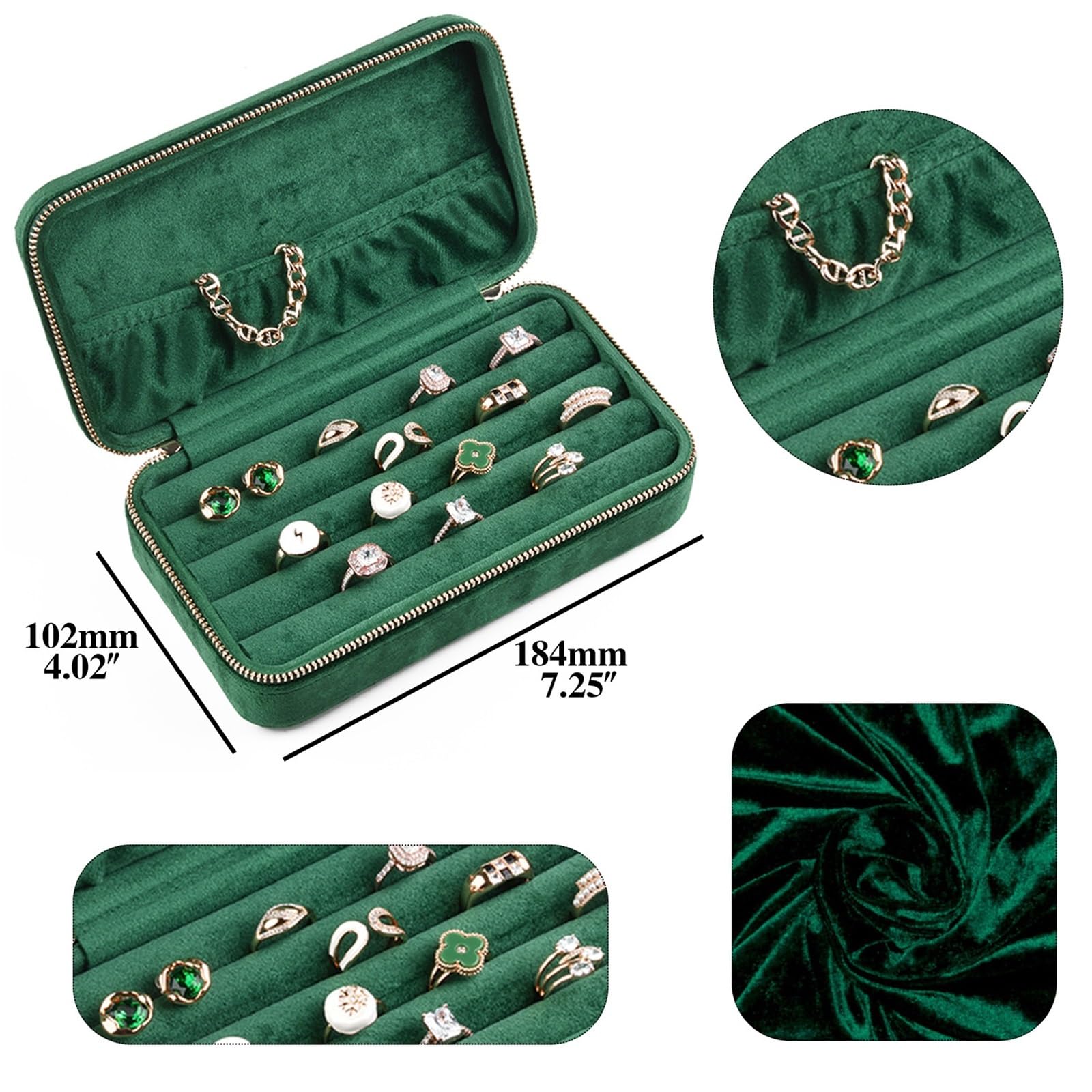 Biżuteria Skrzynka Biżuteria, Personalizowane aksamitne pluszowe pudełko na biżuterię, organizer podróżny do przechowywania pierścionków, rozmiar M(G86)