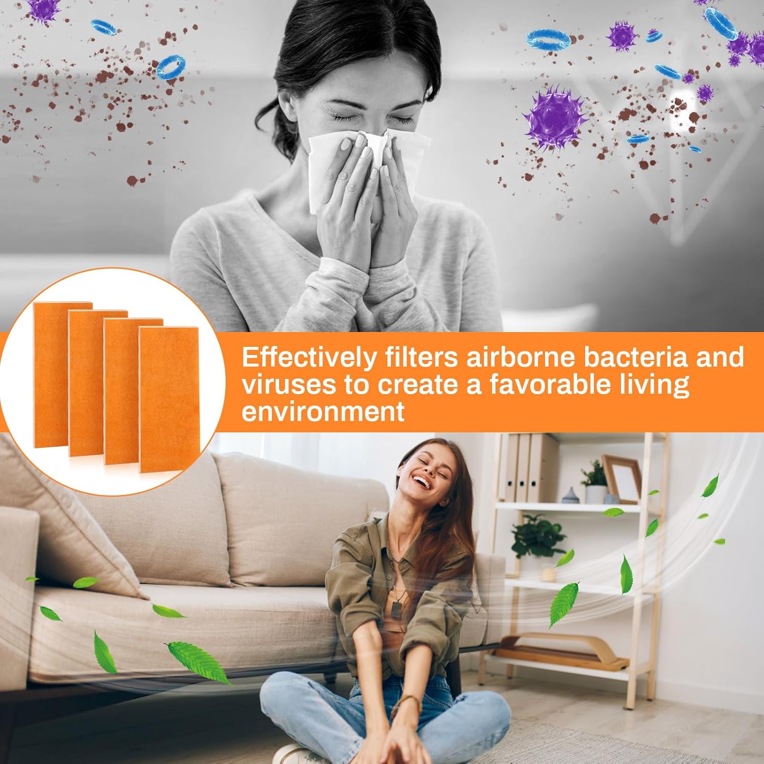 4 Pcs Replacement Filter Pads 10.5 x 21.75 Inches Compatible with Renewaire ERV EV90P/EV200/EV240/EV300