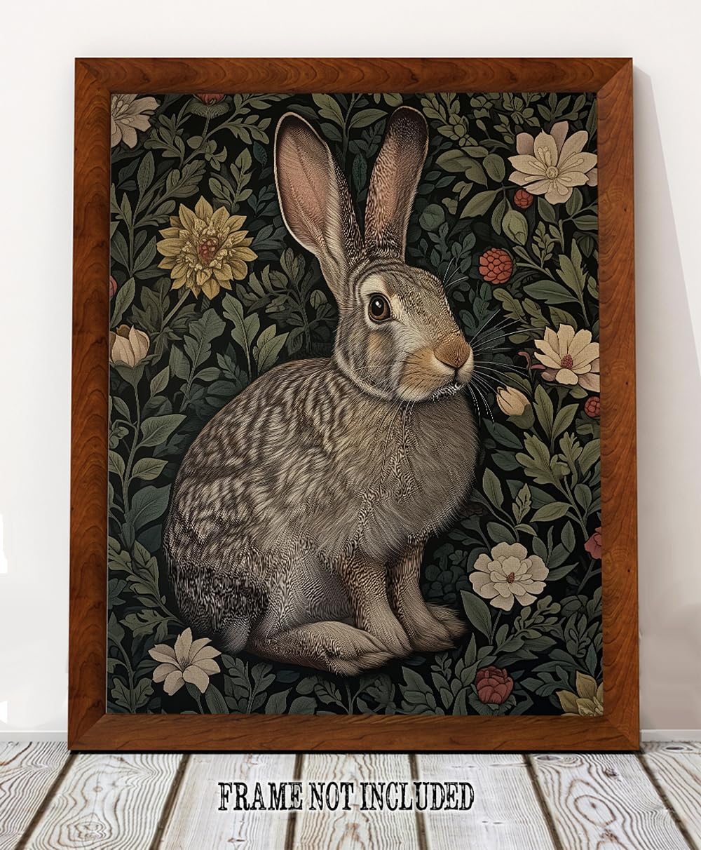 絵画・額縁・版画・芳岡 ひでき・新品未使用・Rabbit？・美術品・インテリア Amazon.com: Regal Rabbit - Vintage Wildlife Botanical 16x20