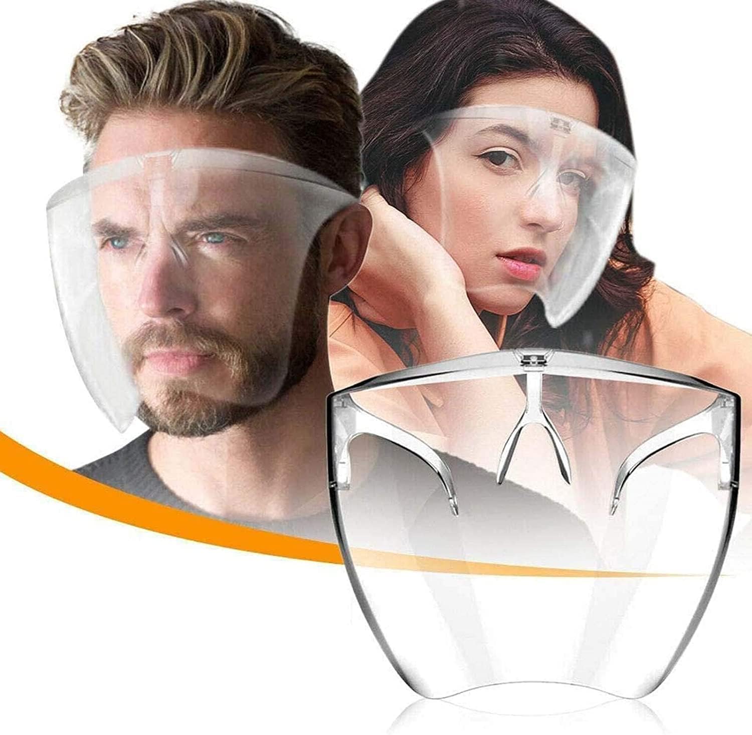 DANTENG2 Pack Face Cover Designed Fashion Style & Comfort, Anti-Fog Material-Transparent Glasses with Transparent Lightweight Glasses, Safety Full Face Cover (Large)