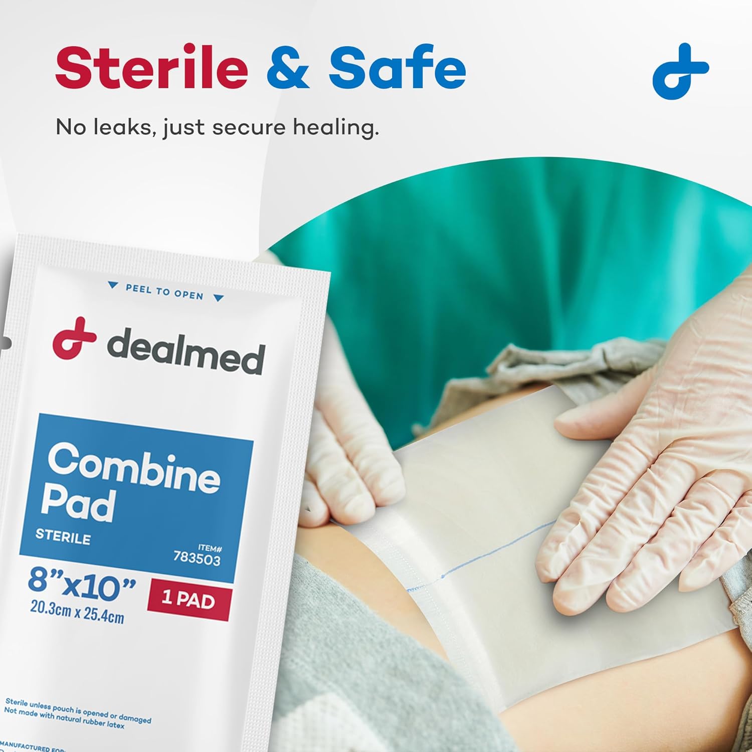 Dealmed Abdominal Combine Pads 8"x10" (360-Case) Sterile Individually Wrapped, ABD Pads, Absorbent, Non Adherent for Wound Care, Drainage, First Aid, 24/Box (Case of 15)