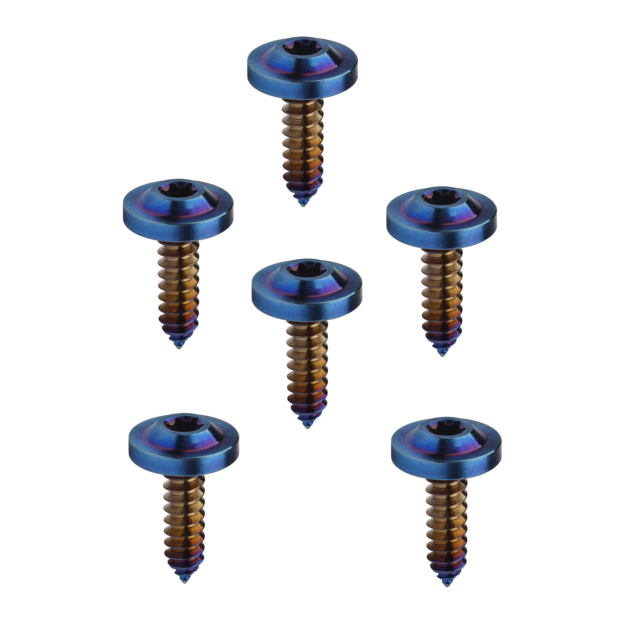 DWAMMEBRS M4 M5 M6x15 17 20 25mm Self-tapping Screws T25 Torx Head Motorcycle Bolt Pack of 6(Burn Blue,M6x15mm)