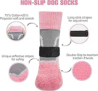Vista 40 de BEAUTYZOO 6 calcetines para perros para evitar lamer las patas, zapatos antideslizantes para suelos de madera dura en pavimentos calientes, botas