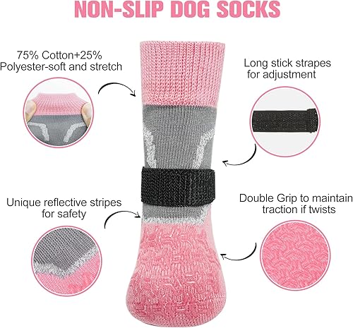 Miniatura 40 de BEAUTYZOO 6 calcetines para perros para evitar lamer las patas, zapatos antideslizantes para suelos de madera dura en pavimentos calientes, botas