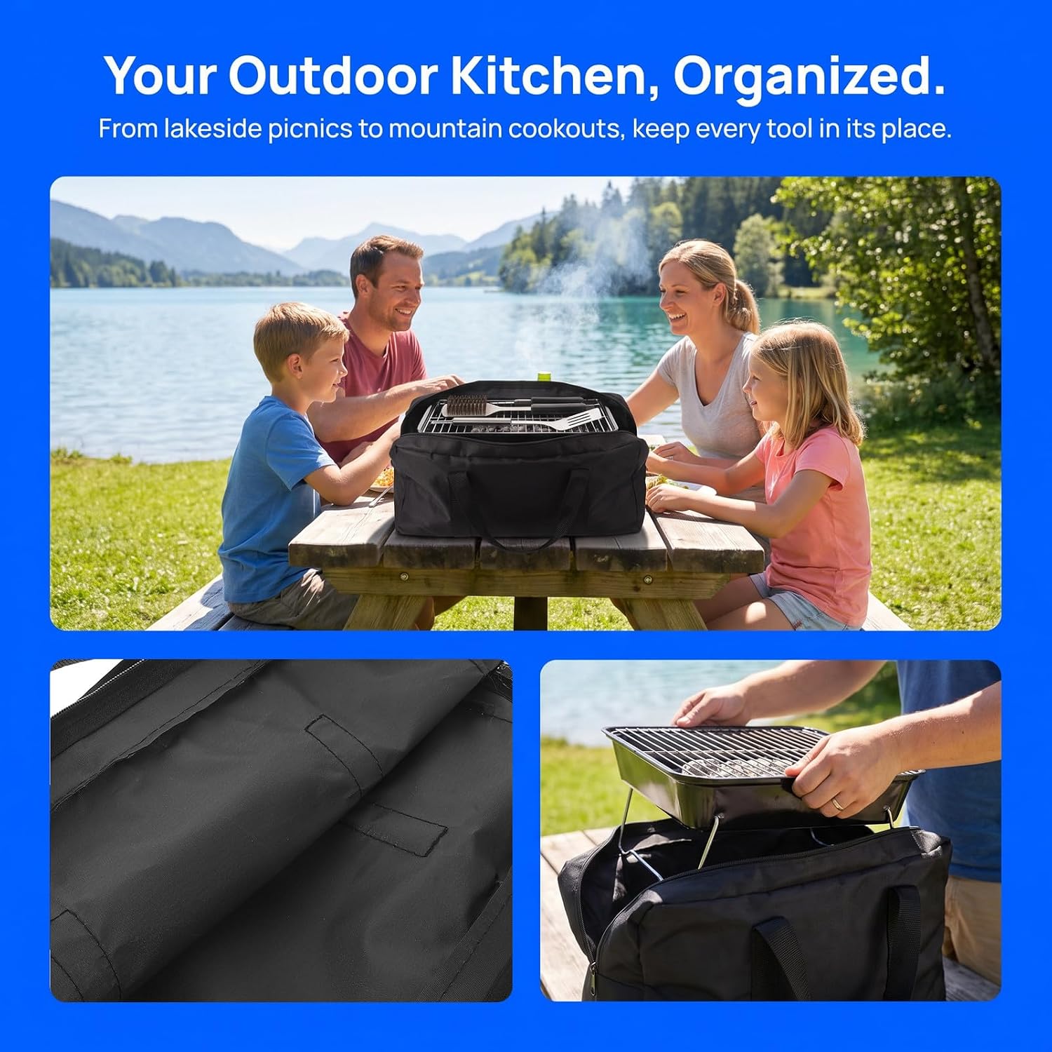 Vaguelly Black Outdoor Camping Gear Storage Bag, Grill Tools image 3