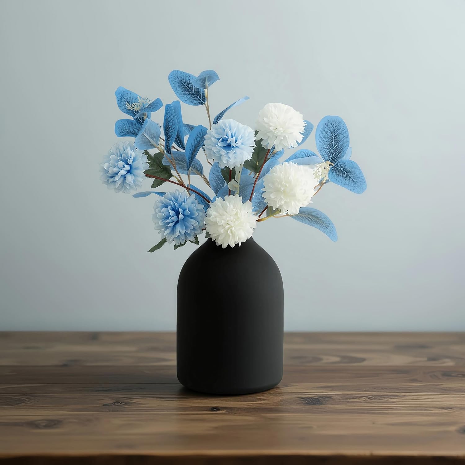 Metal Vase Vintage Matte Design 8.6 Inch Tall Natural Tones Home Decor Garden Seasonal Arrangements Iron Frosted Flower Arranging Vase (Matte Black)