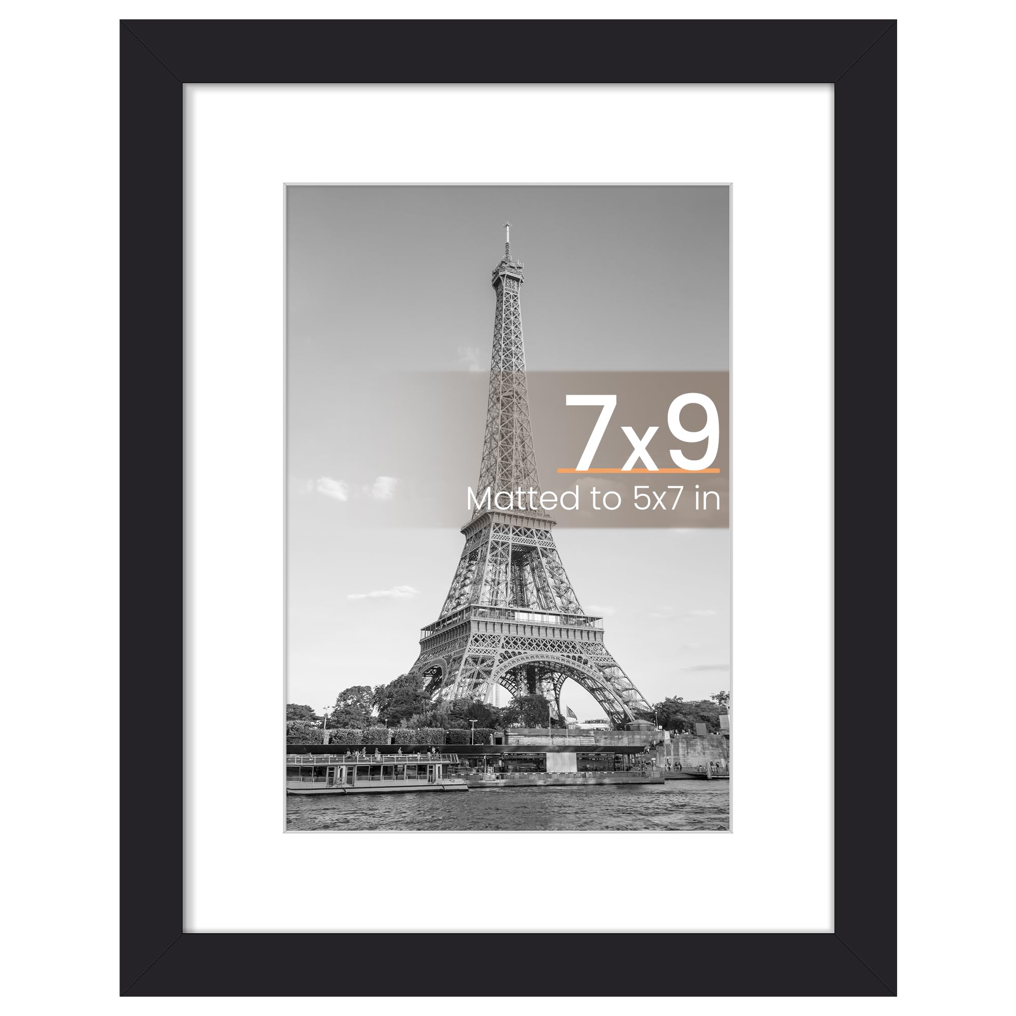 upsimples 7x9 Picture Frame, Wall Decor Photo Frames, Black 1 Pack | 7 x 9 Frame, 5x7 Frame with Mat for Gallery Wall, Family, Baby, Dog, Dorm, Christmas
