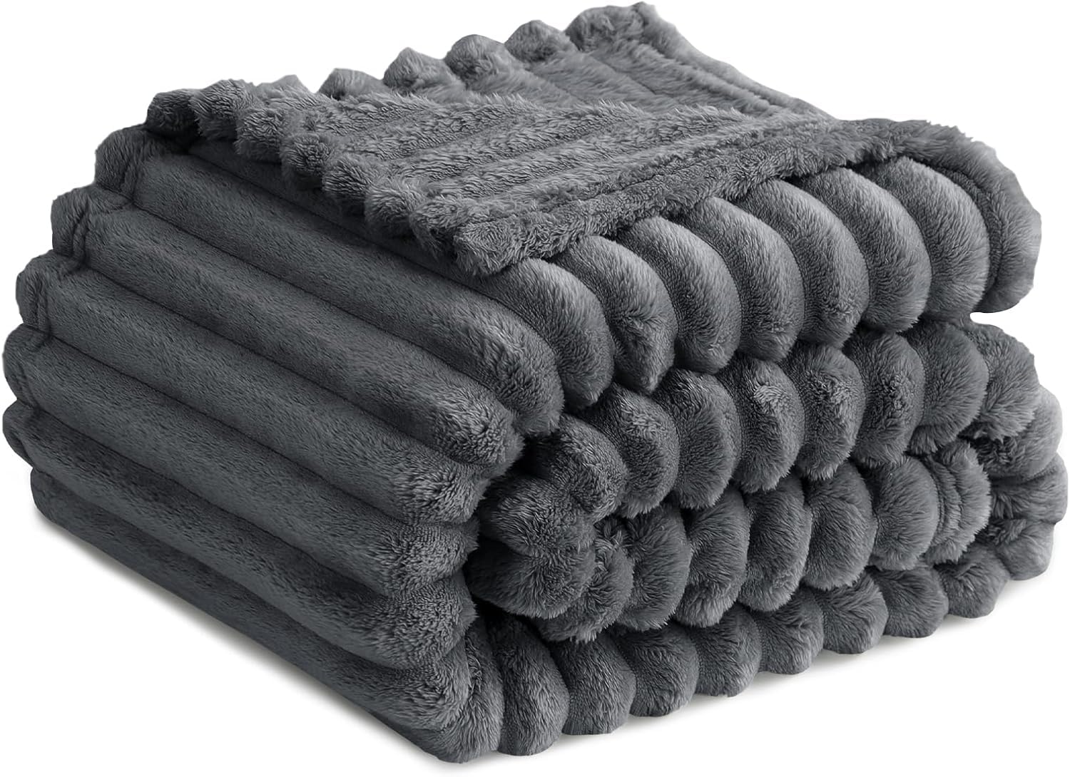 Pretty Attitude Fleece Throw Blanket for Sofa - Fluffy Cosy Warm Blankets for Bed, Soft Cute Single Throw Gifts for Women and Girls (Dark Grey, Twin (150 X 200cm))