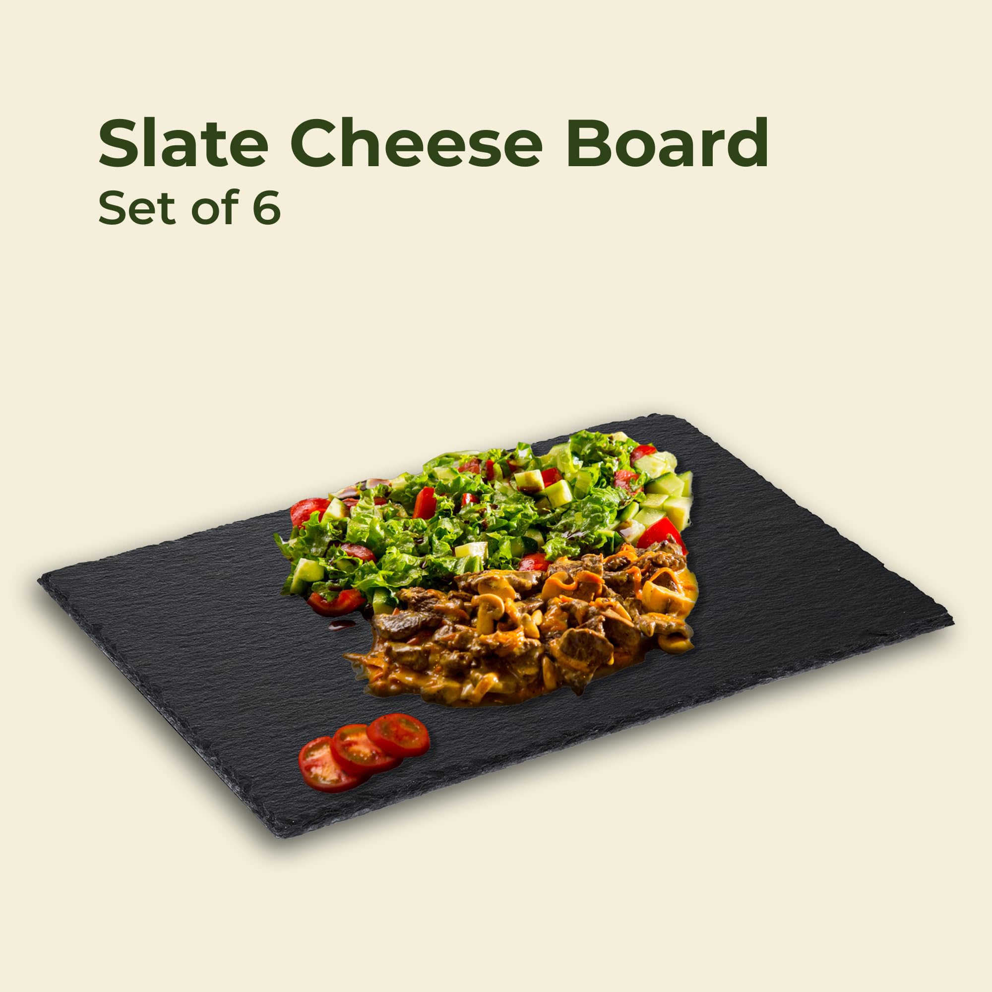 Sisson Distribution Juego de platos de pizarra de 6 tablas de queso de pizarra negra de 10 x 8 pulgadas para carne, queso, aperitivos, elegantes bandejas de servir de piedra para fiestas, inauguración