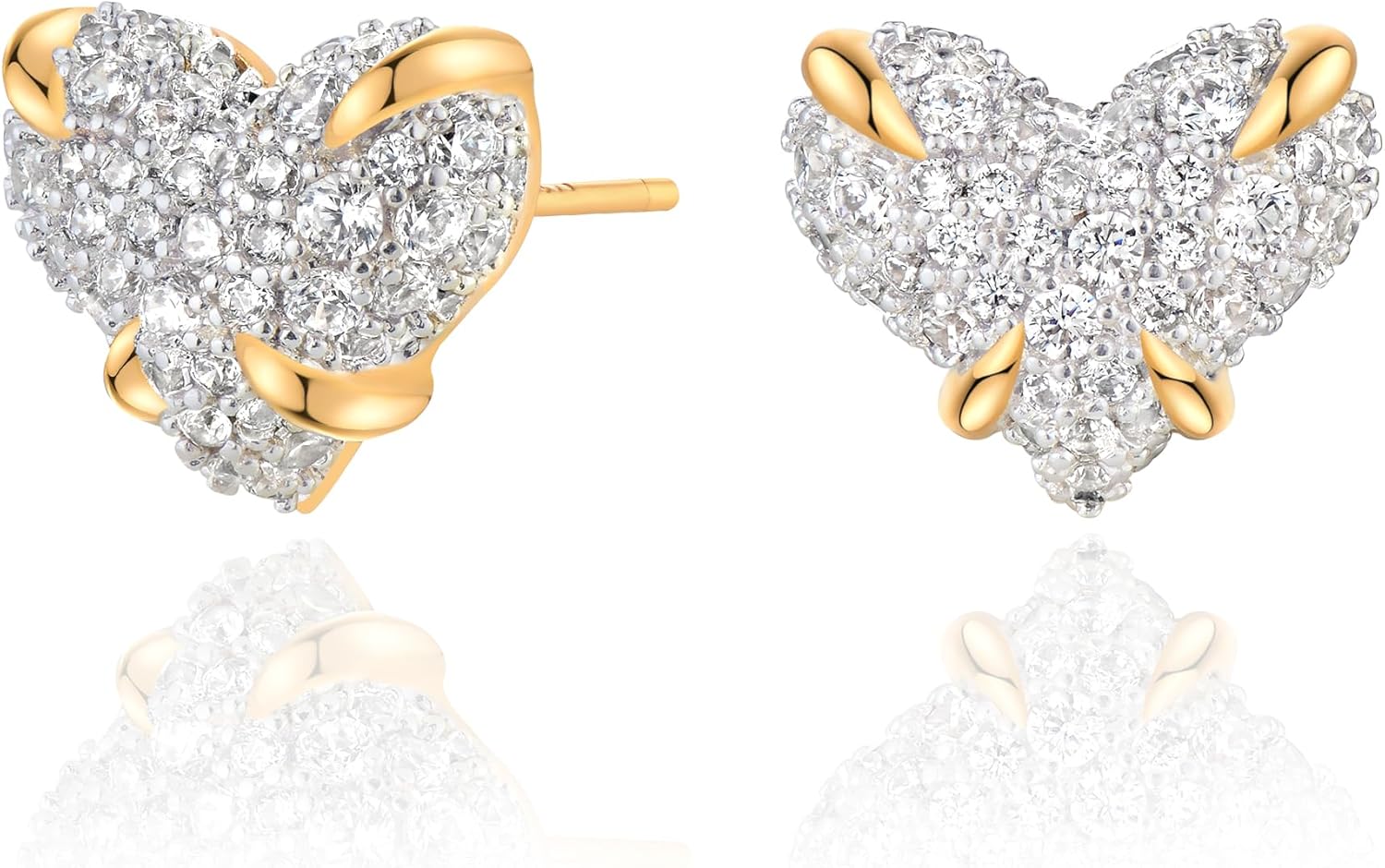 Gold Stud Earrings for Women 14K Gold Plated S925 Sterling Silver Post Hypollergenic Cubic Zirconia Oval Earrings Gold Jewelry