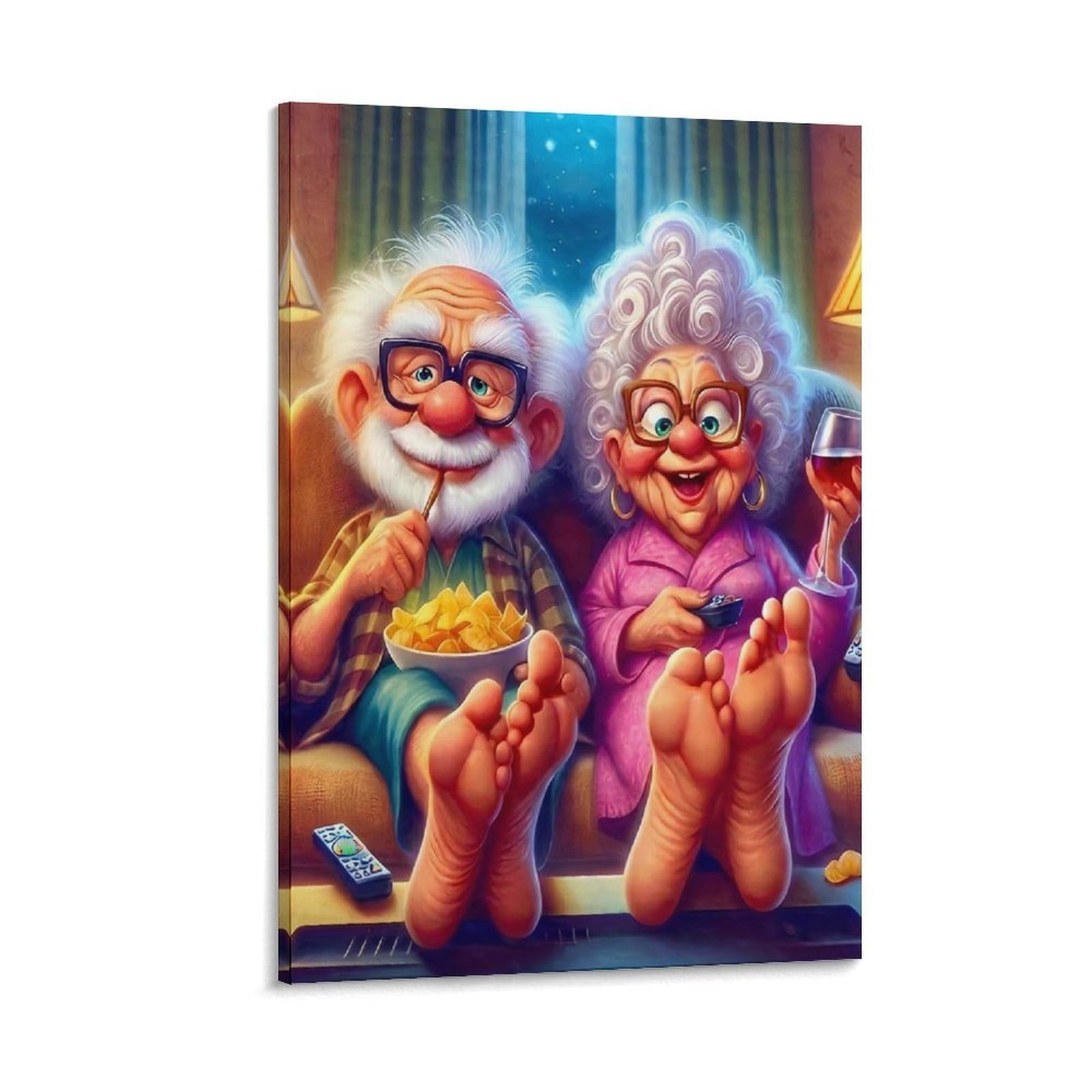 DHBANEIOK Elderly Couple Relaxing Wall Decor Poster Canvas Prints Picture Modern Wall Art Picture Wall Hanging for Living Room Home Decorations 12x18inch(30x45cm)