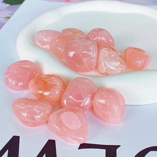 Miniatura 4 de QINJIEJIE Piedras pulidas de cuarzo rosa de 0.9 libras, piedras preciosas a granel de 0.6 a 1 pulgada, rocas de piedra irregular, cristal curativo