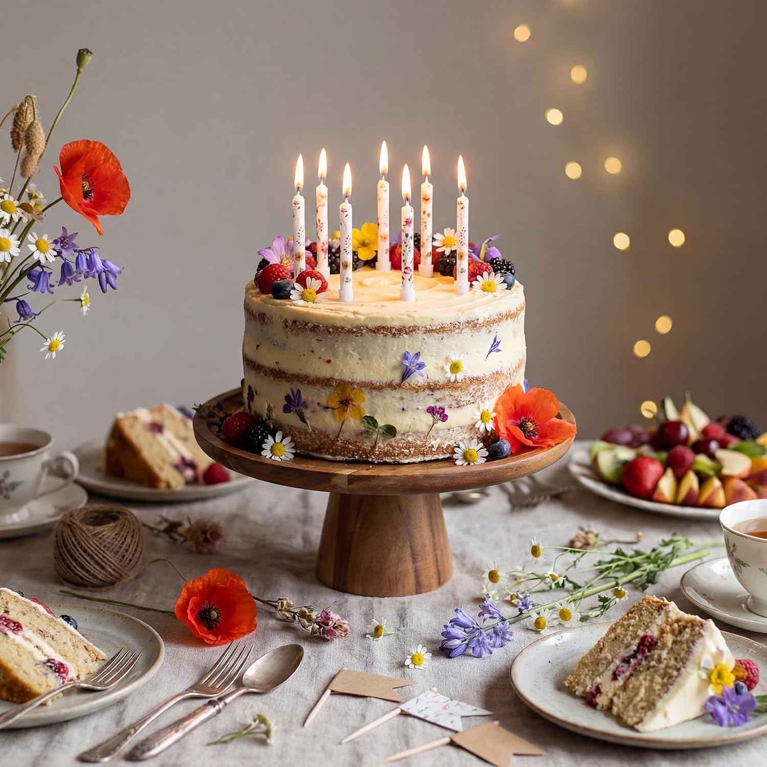 Conelist 12 Pcs Wildflower Birthday Candles Floral Cupcake Topper Candles
