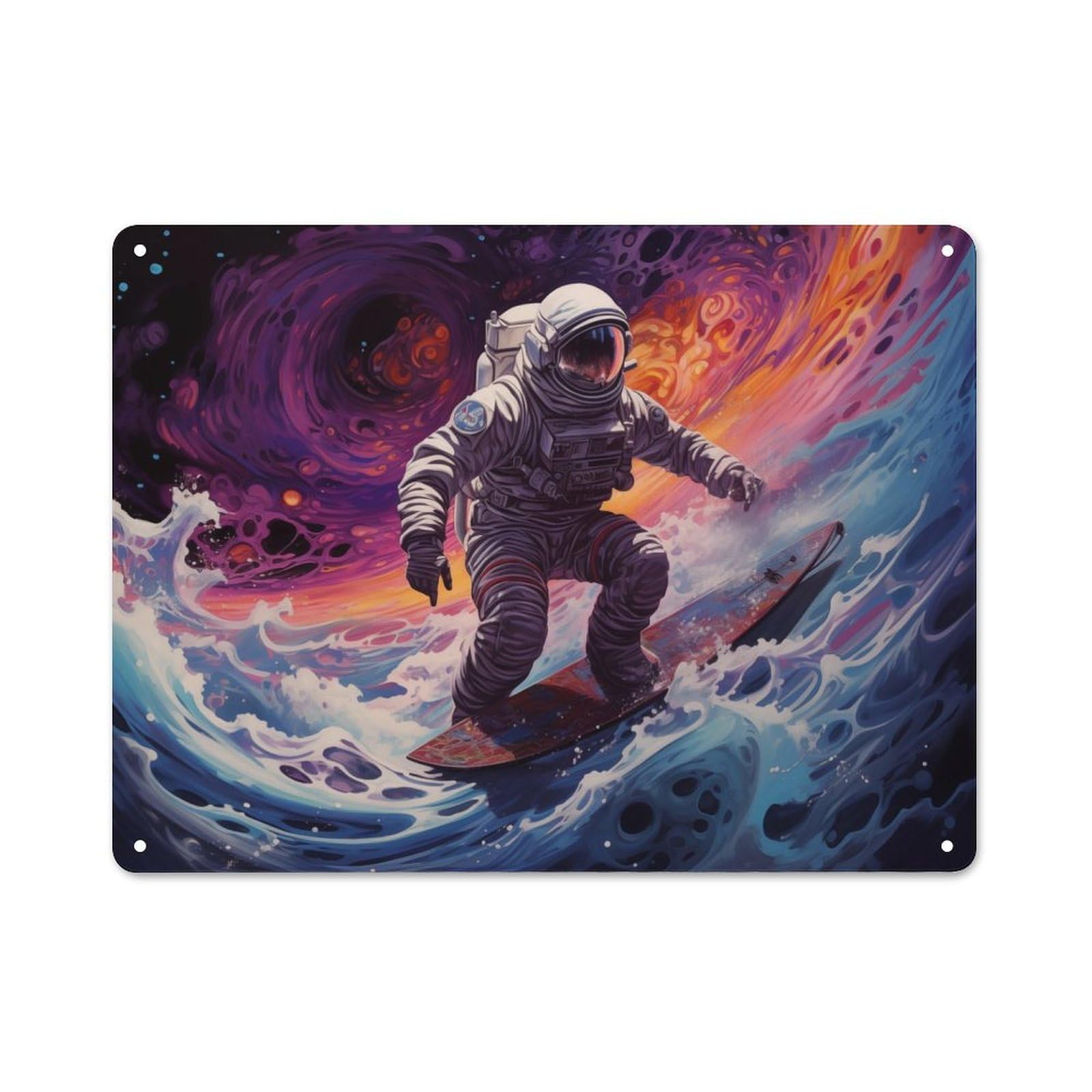 Junmoney Style-17 Astronaut Surfing Cafe Metal Sign 30X40cm, Shop Front Style Restaurant Wall Art For Takeaway, Bar, Kitchen Or Counter Area