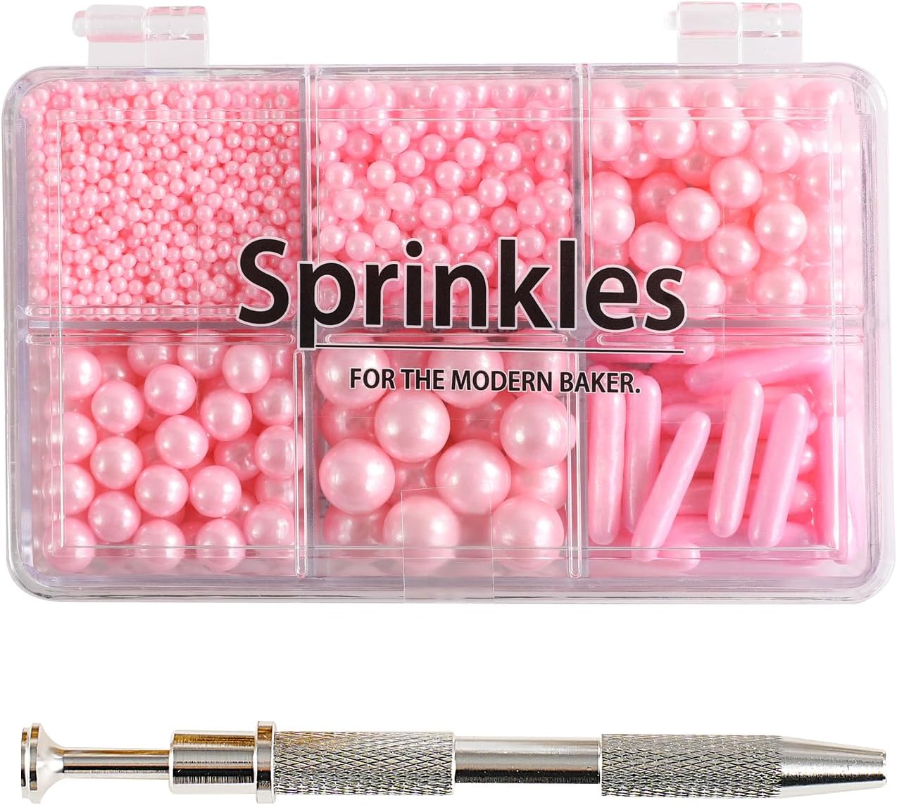 KASVAN Kasvan Pink Mix Sugar Granules - Edible Candy Pearls with 4 Claw Pen, 118G/4.16 Oz, Gift Packaging, Cake Decorations, Ice Cream Toppers and Deco