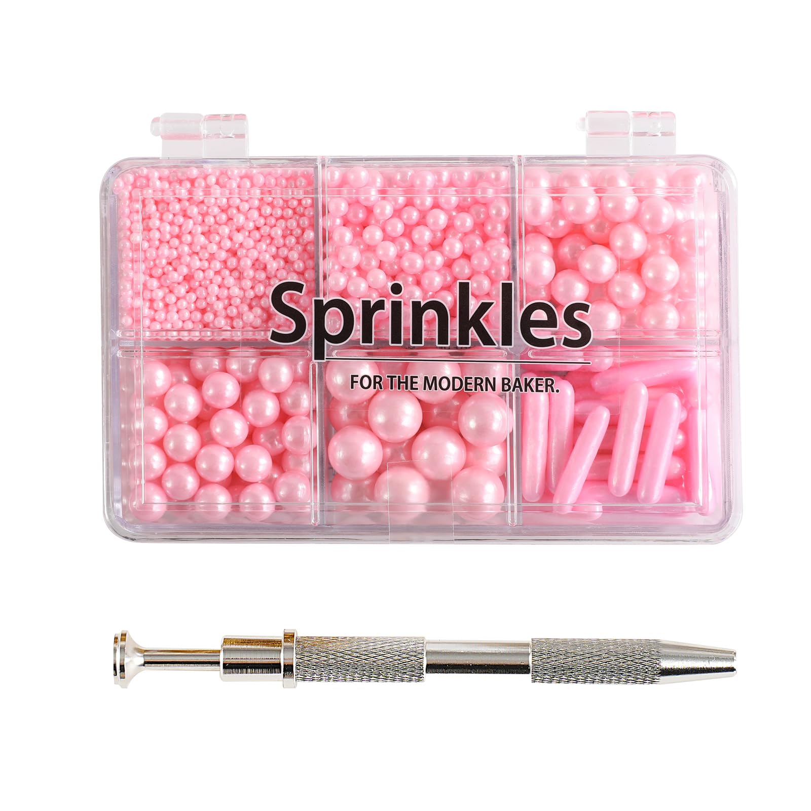KASVAN Kasvan Pink Mix Sugar Granules - Edible Candy Pearls with 4 Claw Pen, 118G/4.16 Oz, Gift Packaging, Cake Decorations, Ice Cream Toppers and Deco