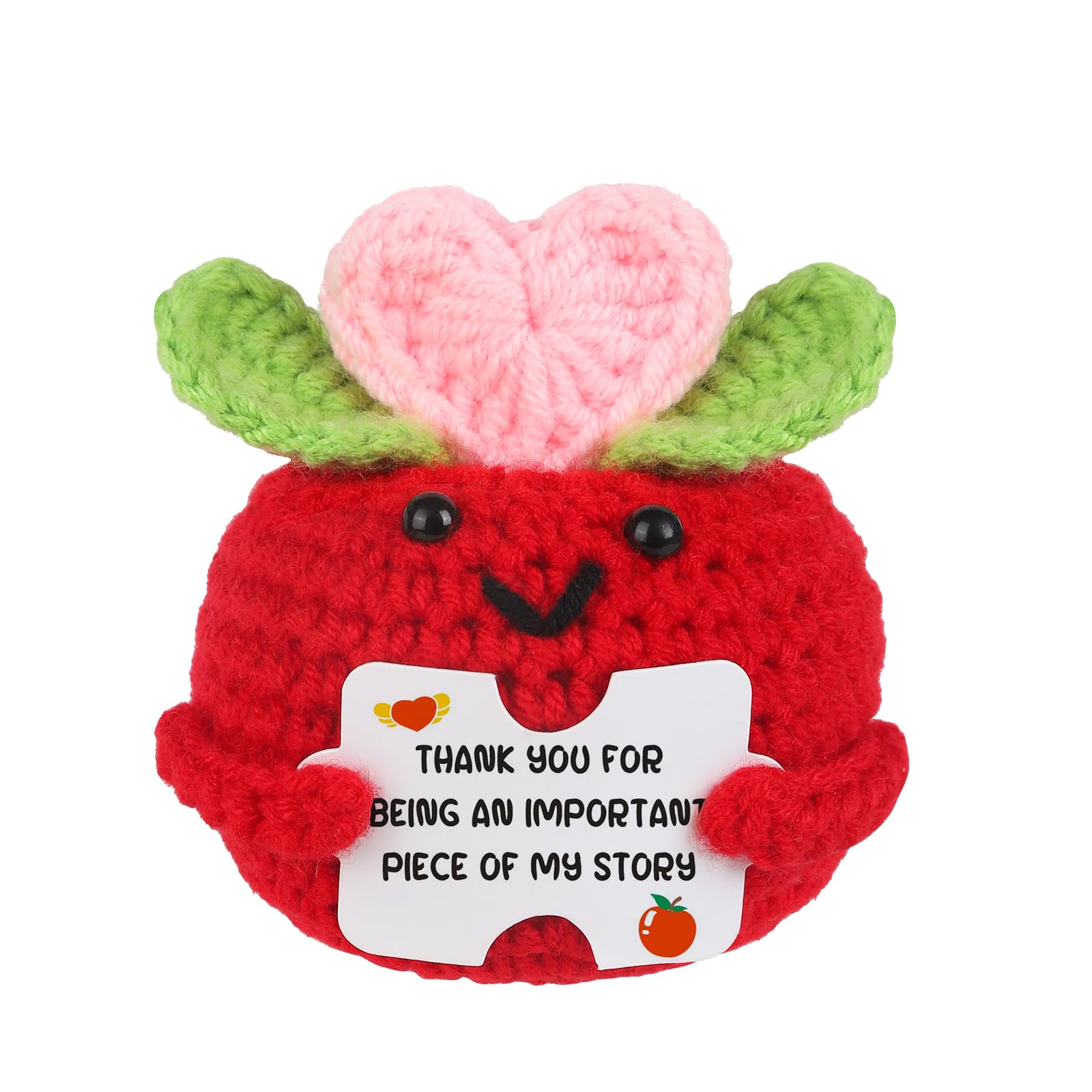 Chuchoter Appreciation Gifts for Teacher,Thank You Teachers Day Birthday Graduation Retirement School Gifts for Teachers Students, Mini Positive Apple Sunflower Doll Crochet for Boss Coworkers (Pink)
