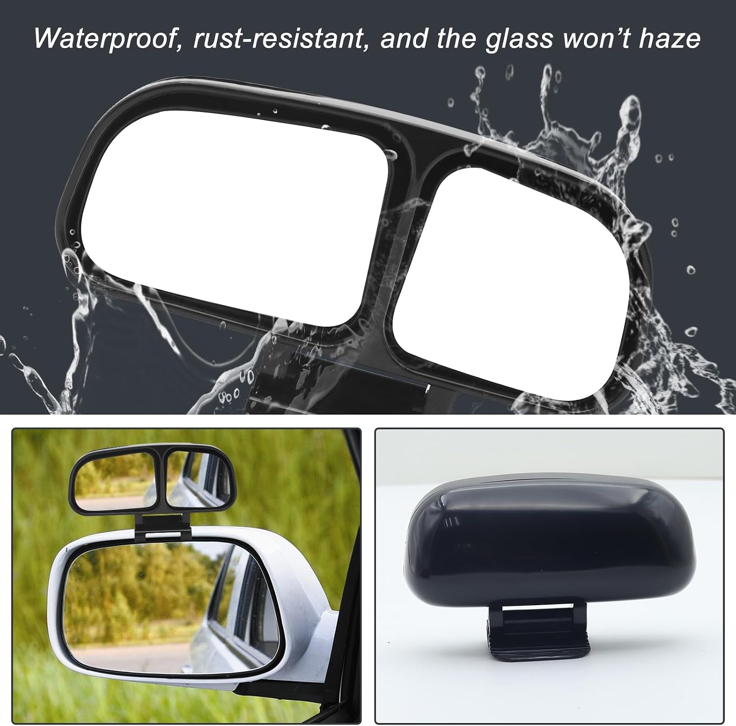 Universal Car Auxiliary HD True Glass Mirror, Adjustable Wide Angle Auxiliary Double-Side, 1Pcs (Left)