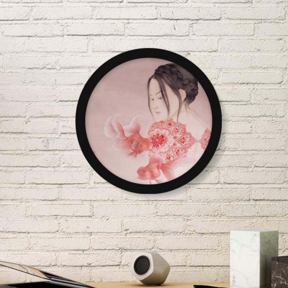 Cadre Peinture Chinoise Rond Noir Medium Massicot beauté Art Prints Décoration Murale