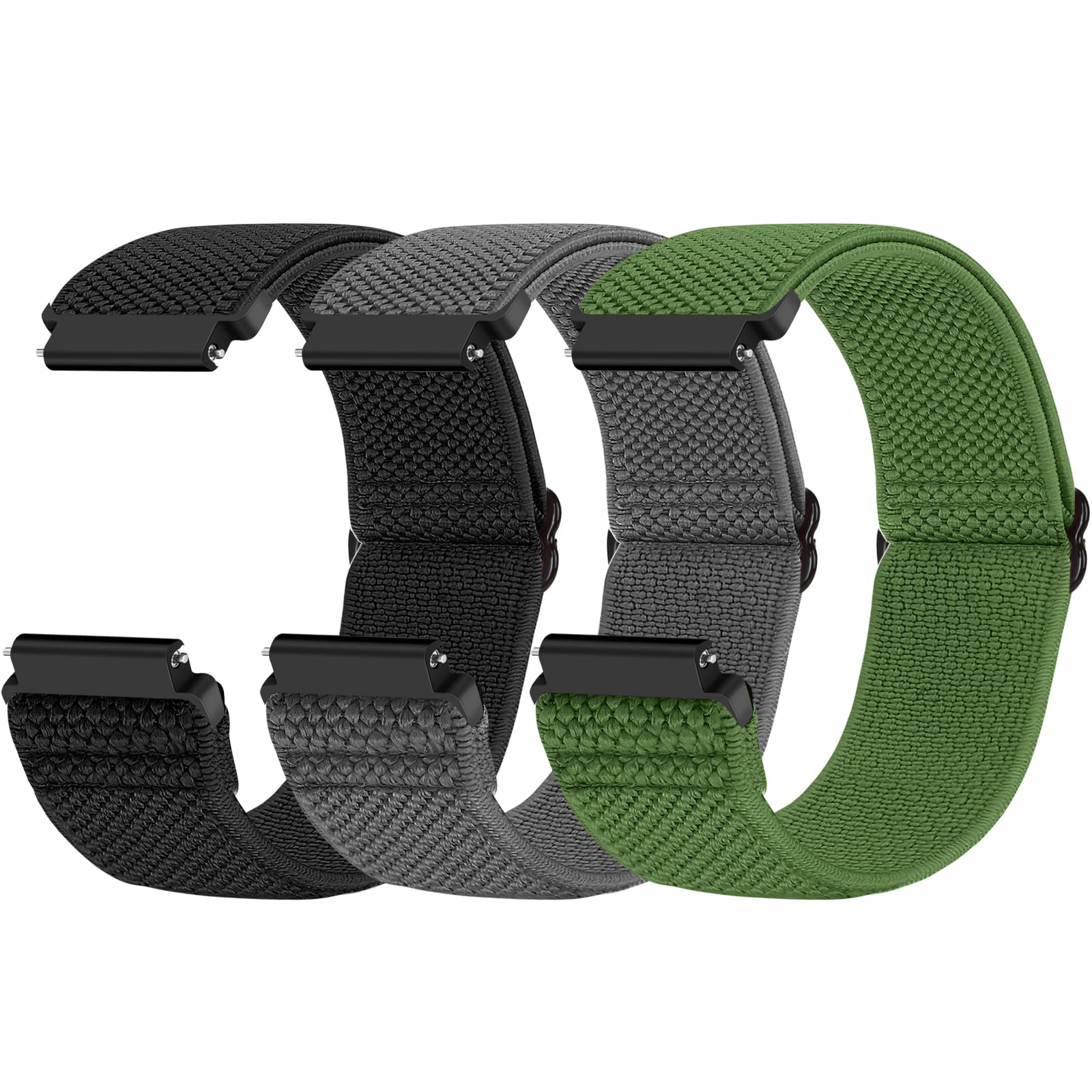 Relting Compatible with 16mm 18mm 19mm 20mm 22mm 24mm Watch Bands Quick Release Replacement Wristband,Adjustable Stretchy Nylon Solo Loop Straps