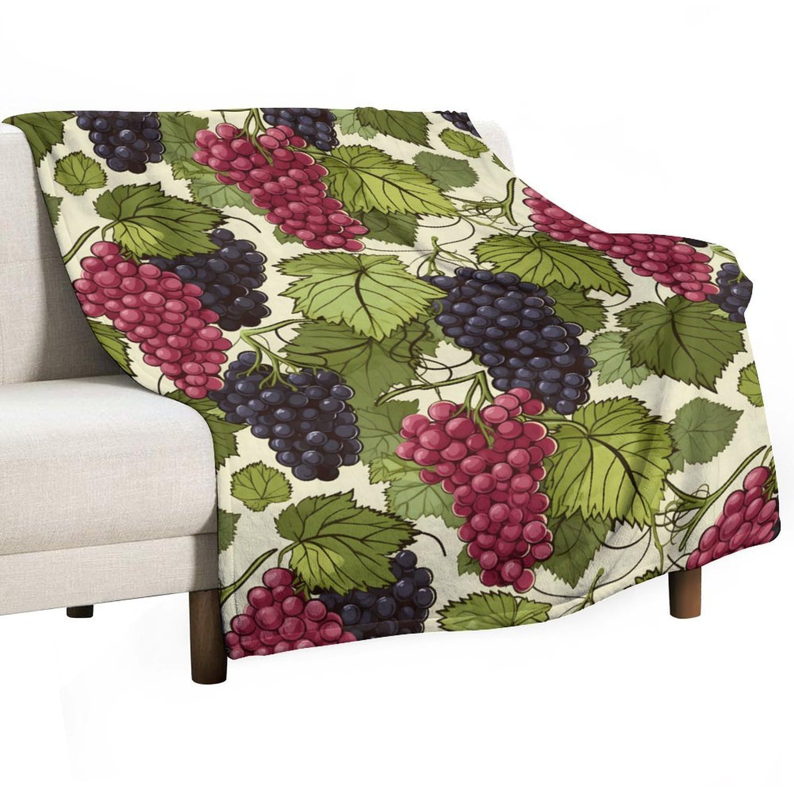 Cgsbngha Style Food Grapes Flannel Fleece Blanket Lightweight Soft Throw Blankets For Sofa Couch Bed Chair