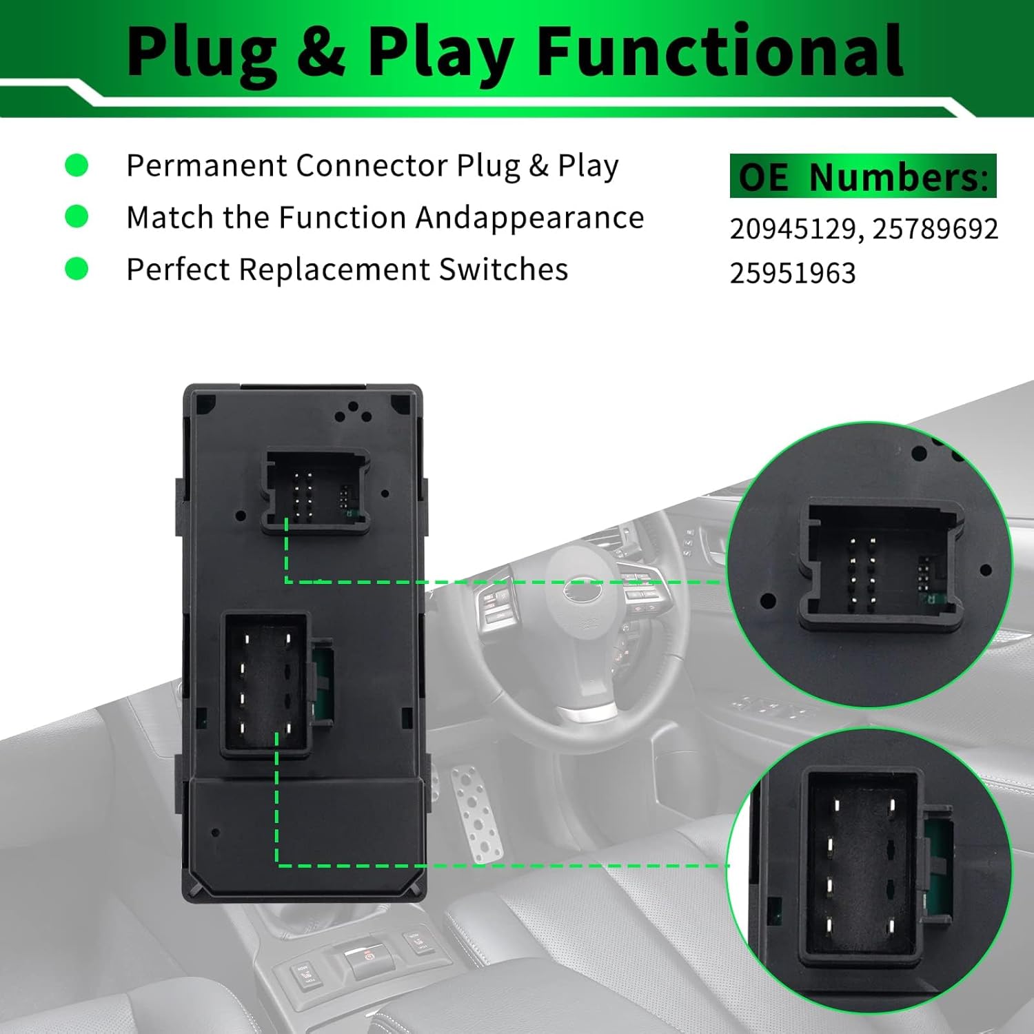 Power Window Control Switch Button Front Driver Side Door Lock Switch & Mirror Switch for:-Chevy Silverado/for:-GMC Sierra 1500 2500HD 3500HD, 2007 2008 2009 2010 2011 2012 2013 (All-New)