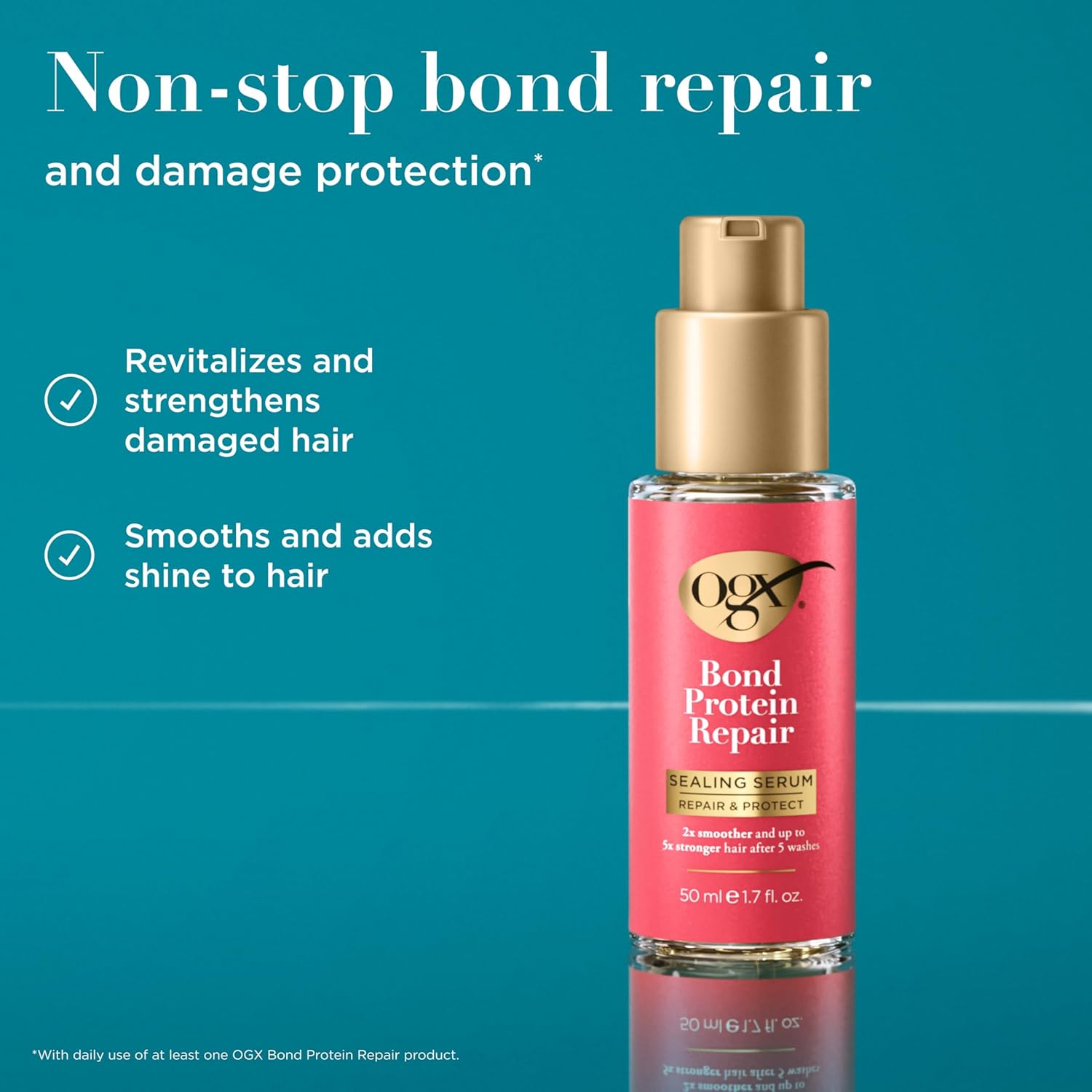 OGX Repair & Protect Bond Protein Repair Sealing Hair Serum, Formulated without Parabens, Frizz Treatment, 1.7 fl. oz - Image 3