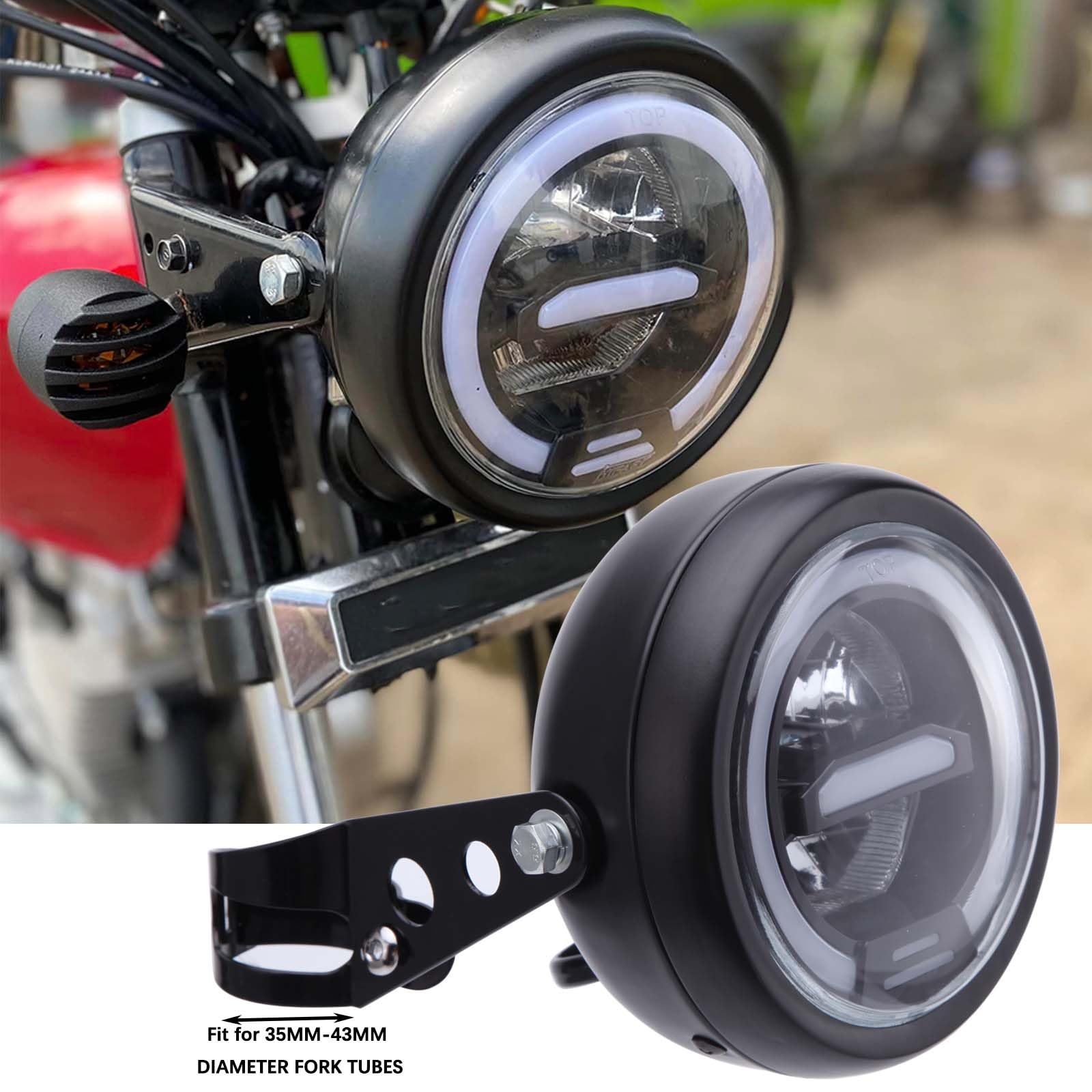 Faro Per Moto Retrò Yctze 5” – Lente In Vetro, Scocca Metallo – Luce Gialla/ambra – 12V – Per Cafe Racer E Scrambler - 4