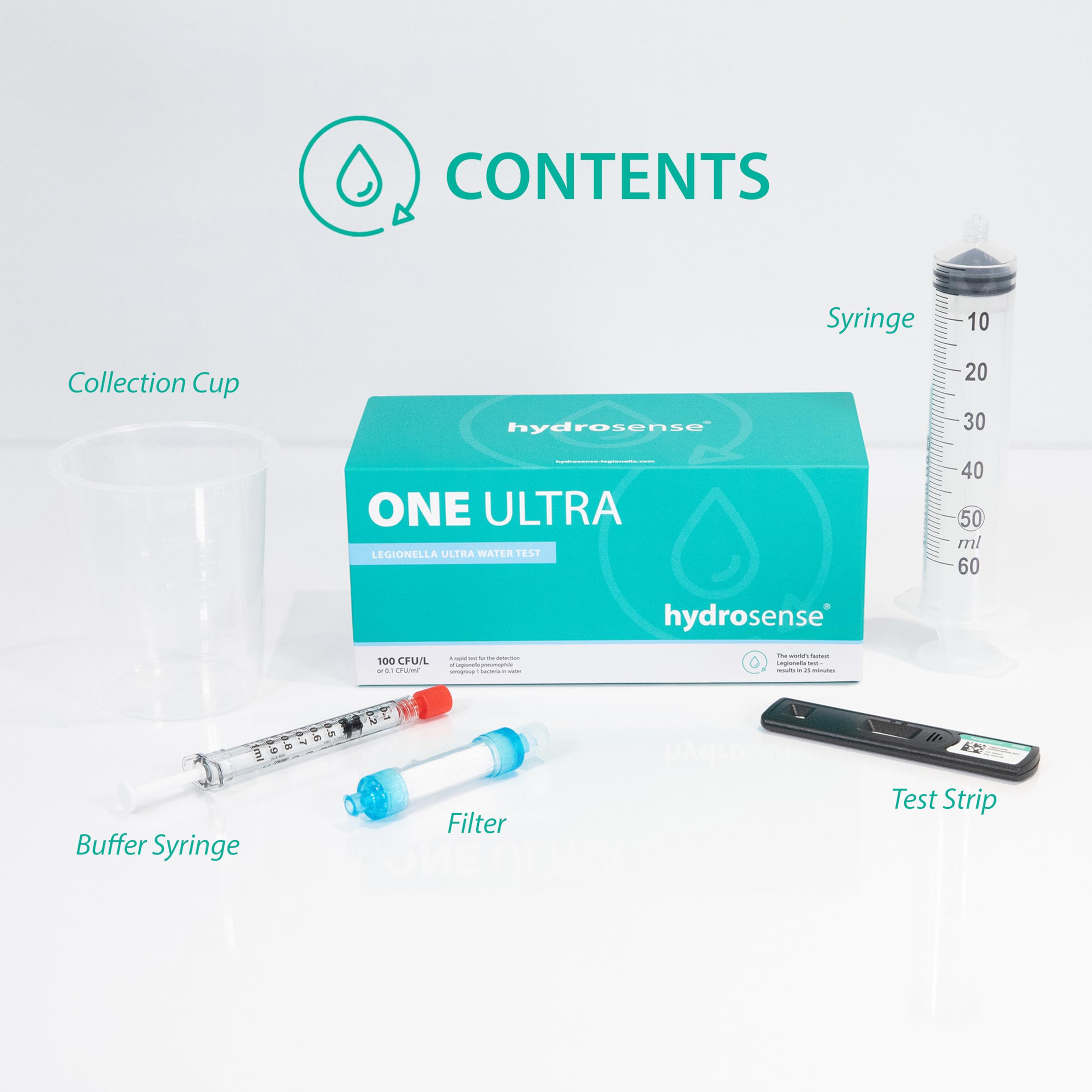 ONE Ultra Legionella Water Test – pojedynczy zestaw testowy do Legionella pneumophila sg1 | Czułość 100 CFU/L | Szybkie 25-minutowe wyniki na miejscu