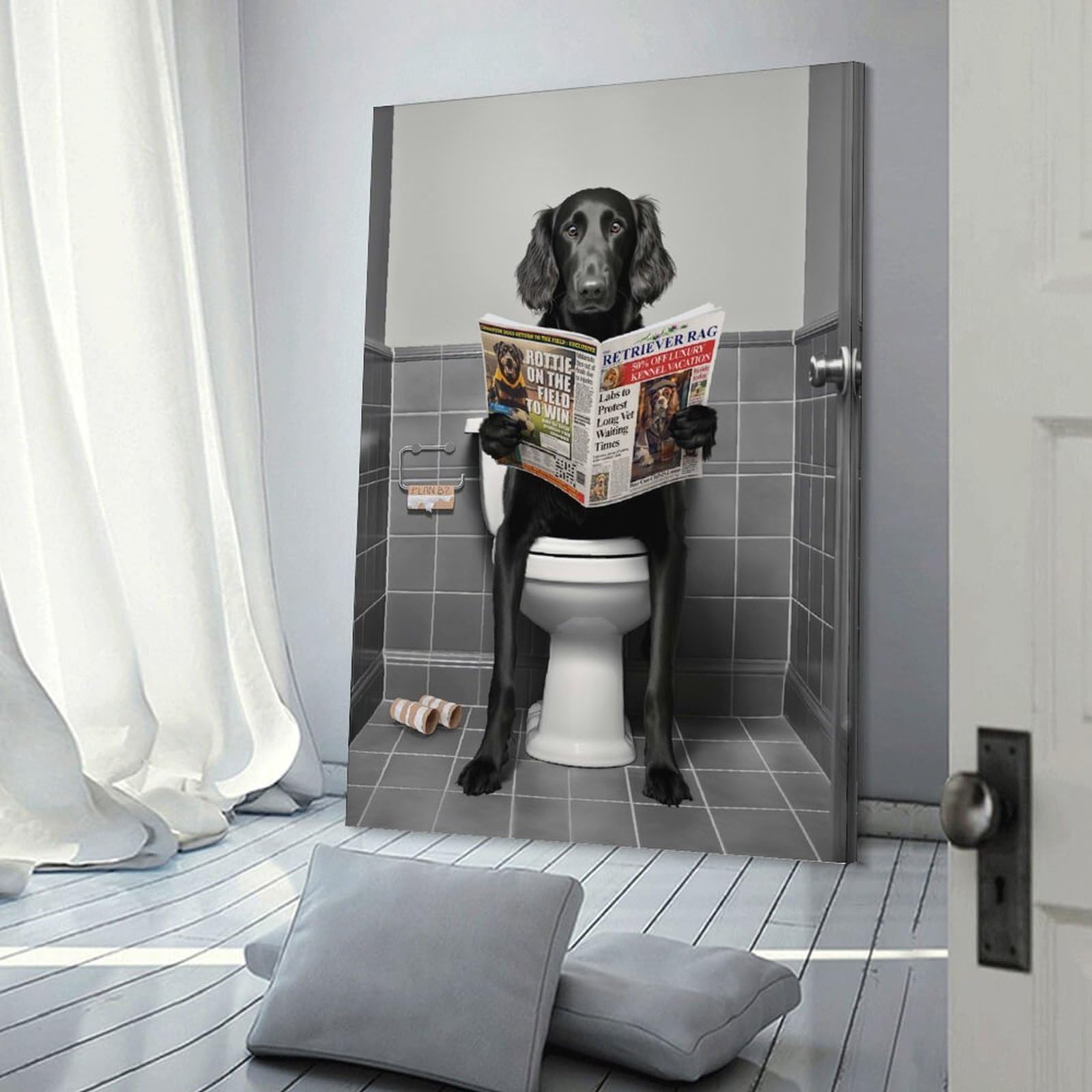 Flat Coated Retriever Poster, Picture, Metal Print, Paint by Craig Doogan Wall Decor Canvas Print 08x12inch(20x30cm), for Sofa Walls, Lounge Or Home Corners, Modern Wall Decor for Cosy Interiors