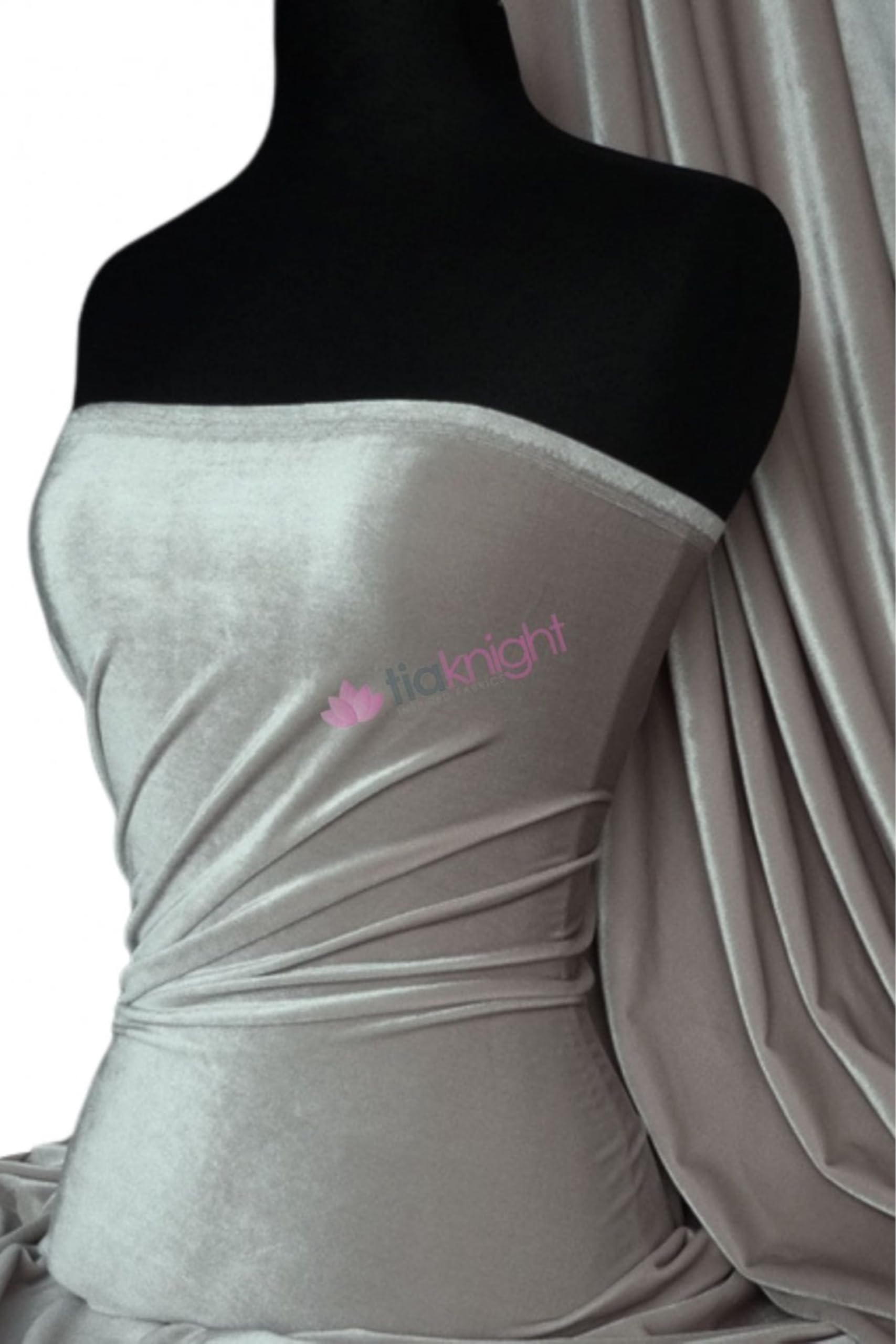 Velvet/Velour 4 Way Stretch Spandex Material | Soft Furnishing, Craft Velour & Dressmaking Fabric | Same Day Dispatch | Sold by The Metre | by Tia Knight Q559 (Cloud Grey)