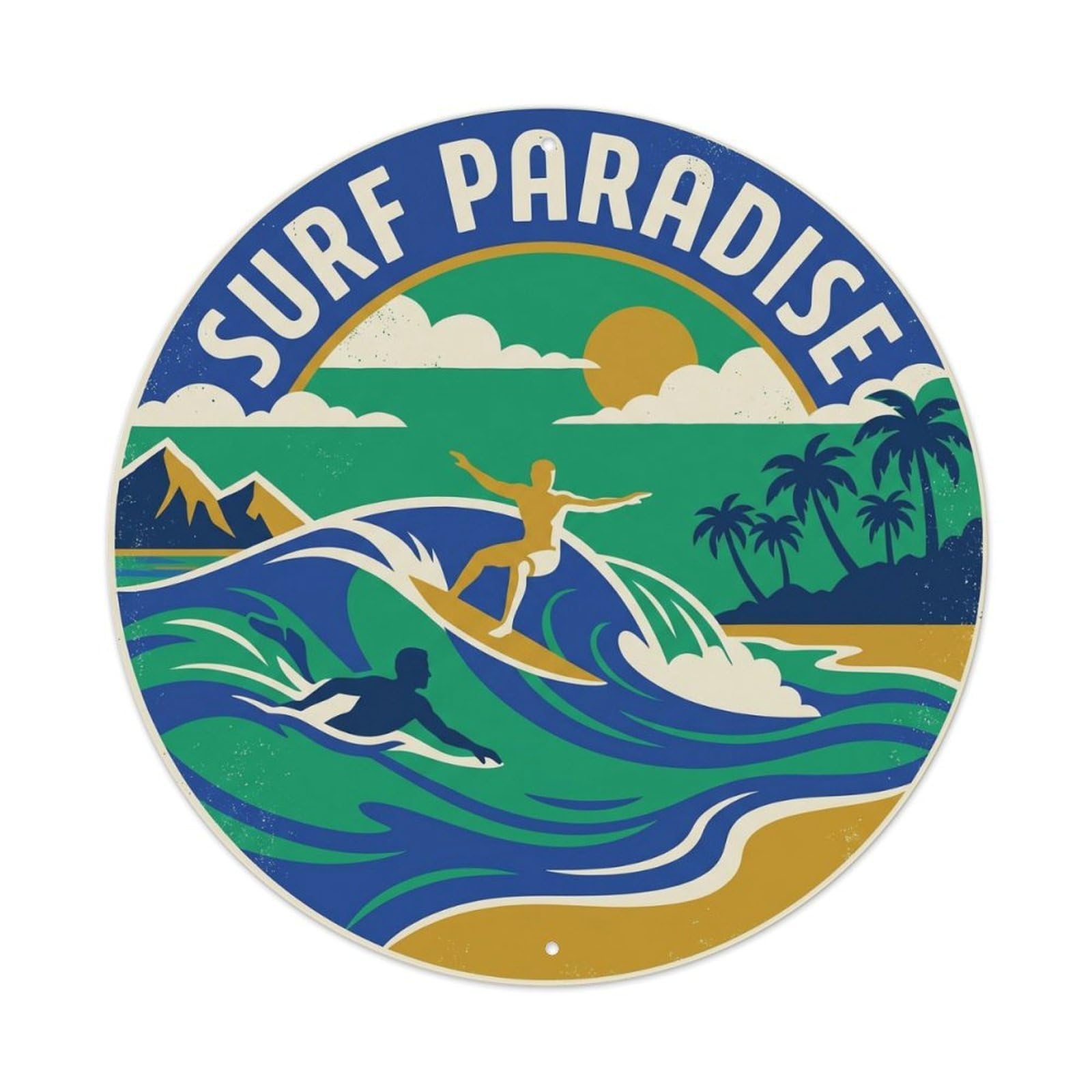 Island Getaway Surf Hawaii Break Big Wave Metal Tin Sign