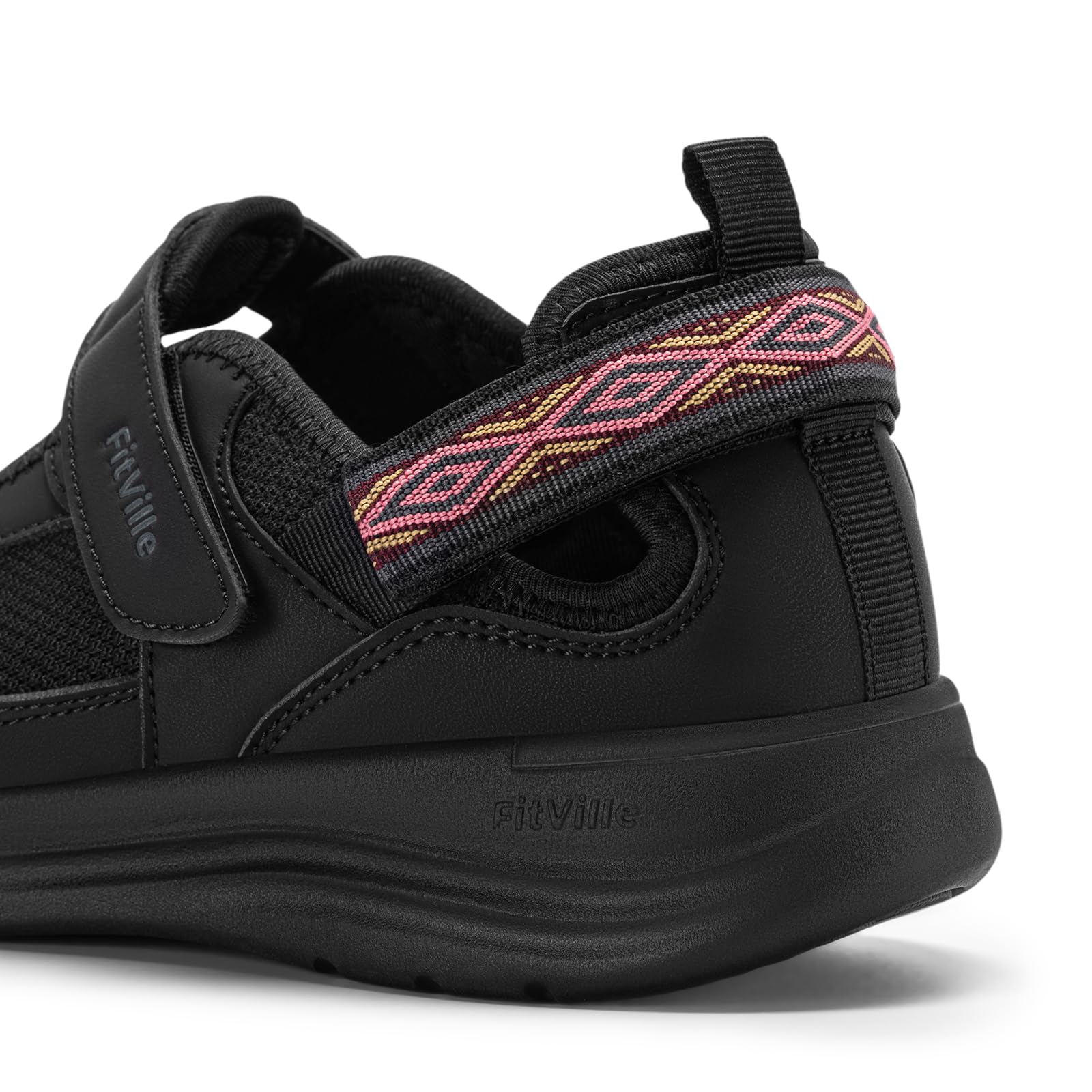 FitVille Sandali Mary Jane Donna con Larghezza Generosa Scarpe Estive con Chiusura Regolabile Leggere, Traspiranti per Passeggiate per Piedi Larghi
