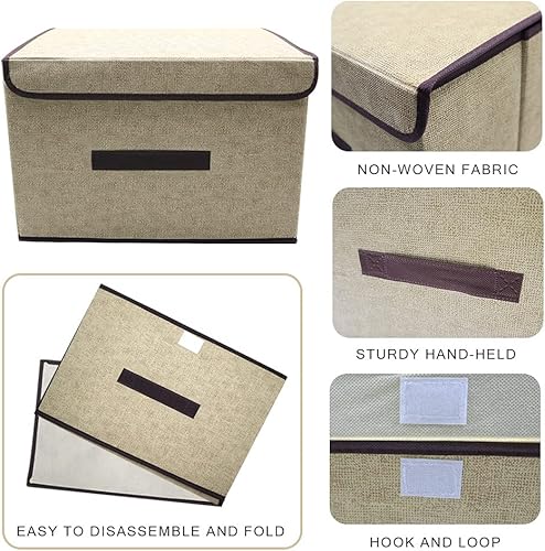 Miniatura 6 de Caja de almacenamiento plegable con tapa y asa a prueba de polvo, contenedor de almacenamiento plegable organizador de almacenamiento para armario,