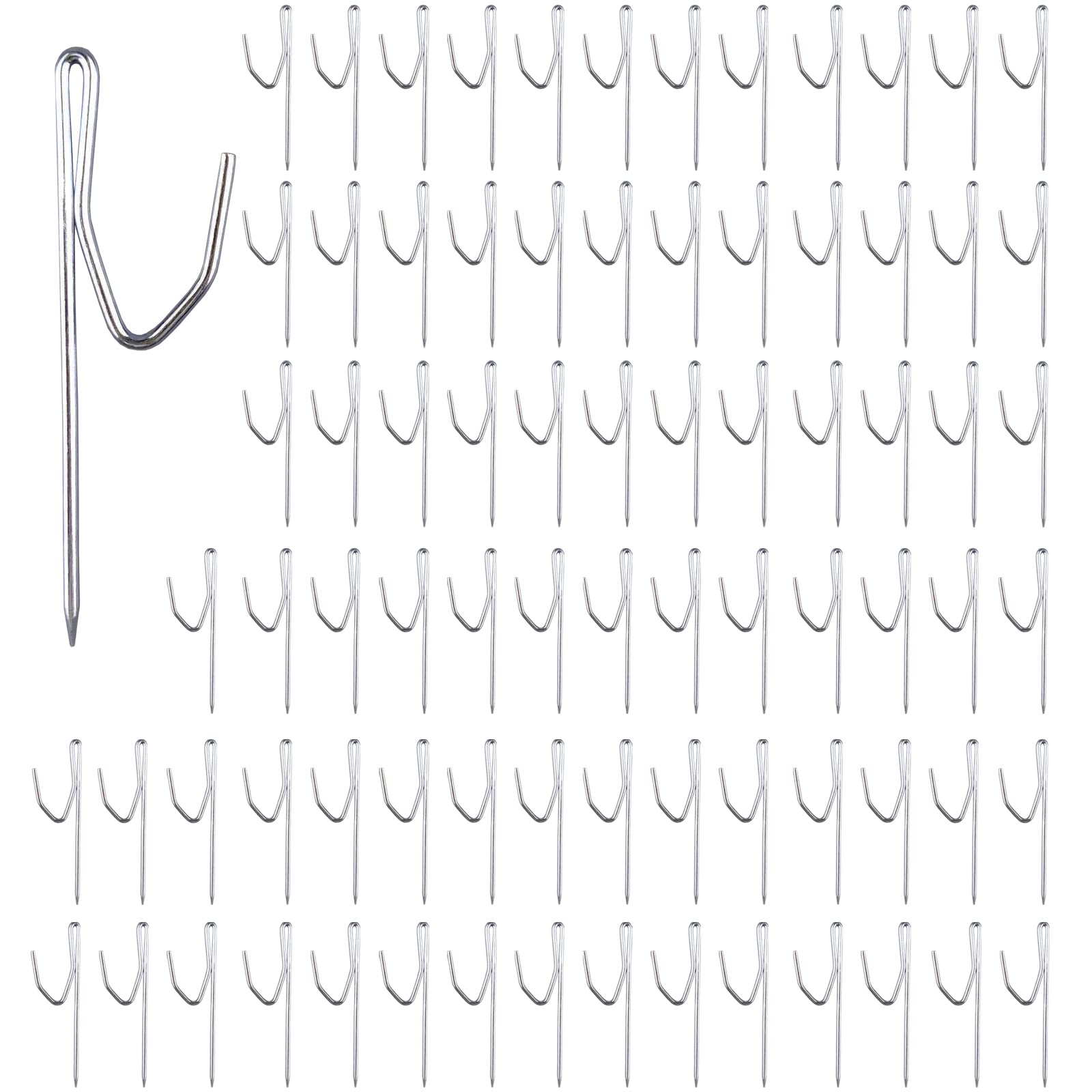 Kowibcl Curtain Hooks for Drapes, Drapery Hook Pins for Window Curtain, Door Curtain and Shower Curtain, Silver (80 Pieces)