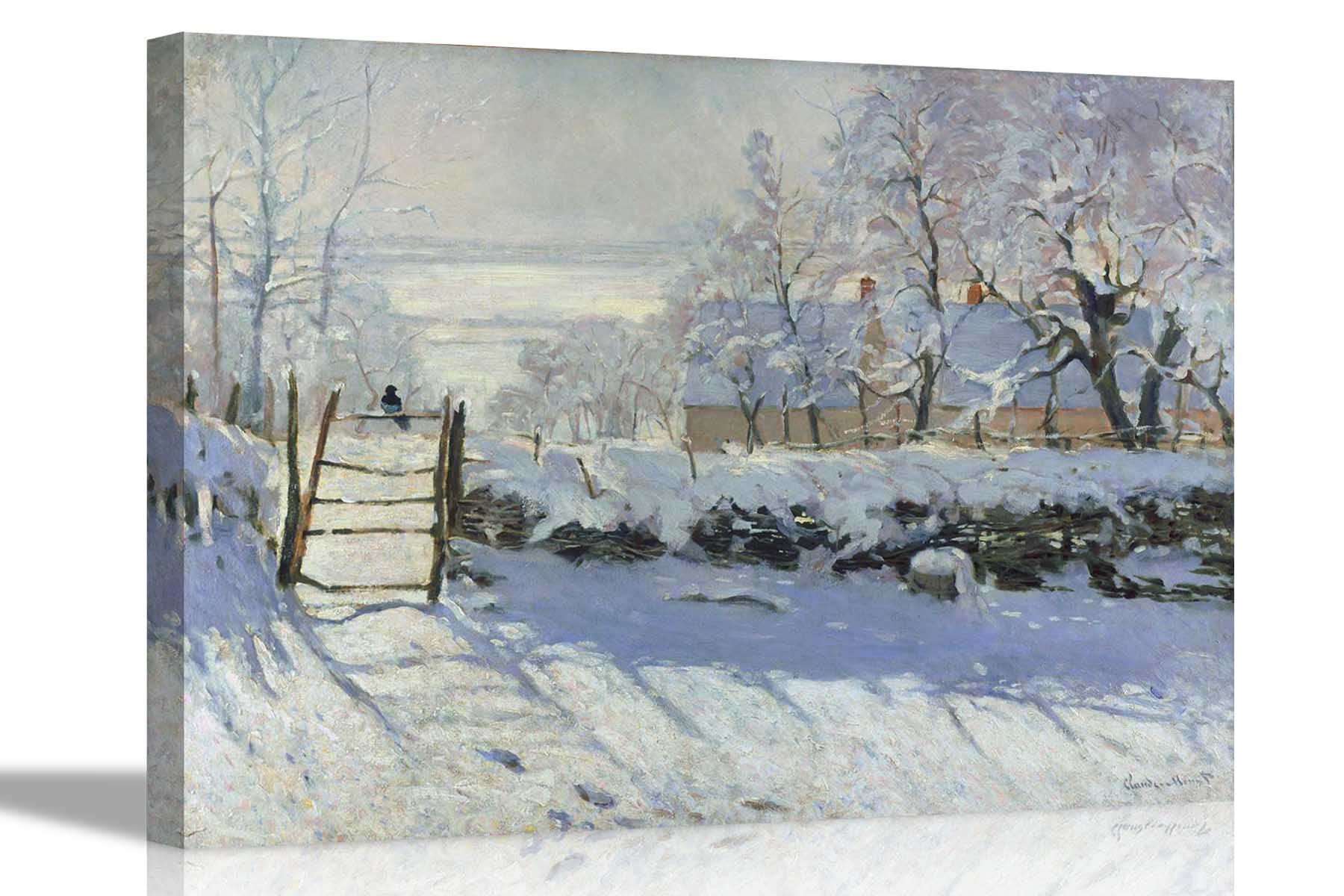 Artley Prints The Magpie By Claude Monet Canvas Wall Art Prints Framed Poster Pictures Home Office Decor Livingroom Artwork 51 X 38Cm (20 X 15 Inches)