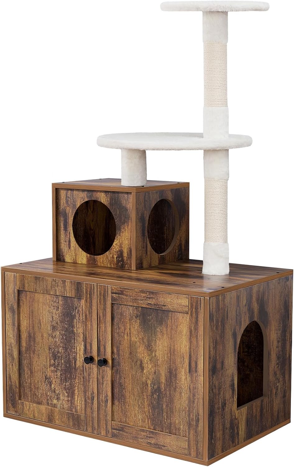 YOCAN 3in1 Cat Tree with Litter Box Enclosure, Wooden Cat