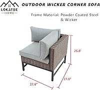 Vista 3 de LOKATSE HOME Sofás de esquina de mimbre para exteriores, color gris