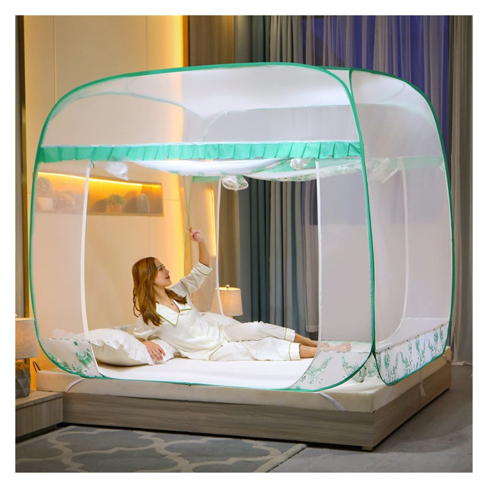 DXTFDHB Installation-Free Mosquito Net Yurt Household Double Bed Dormitory Single Outdoor Folding