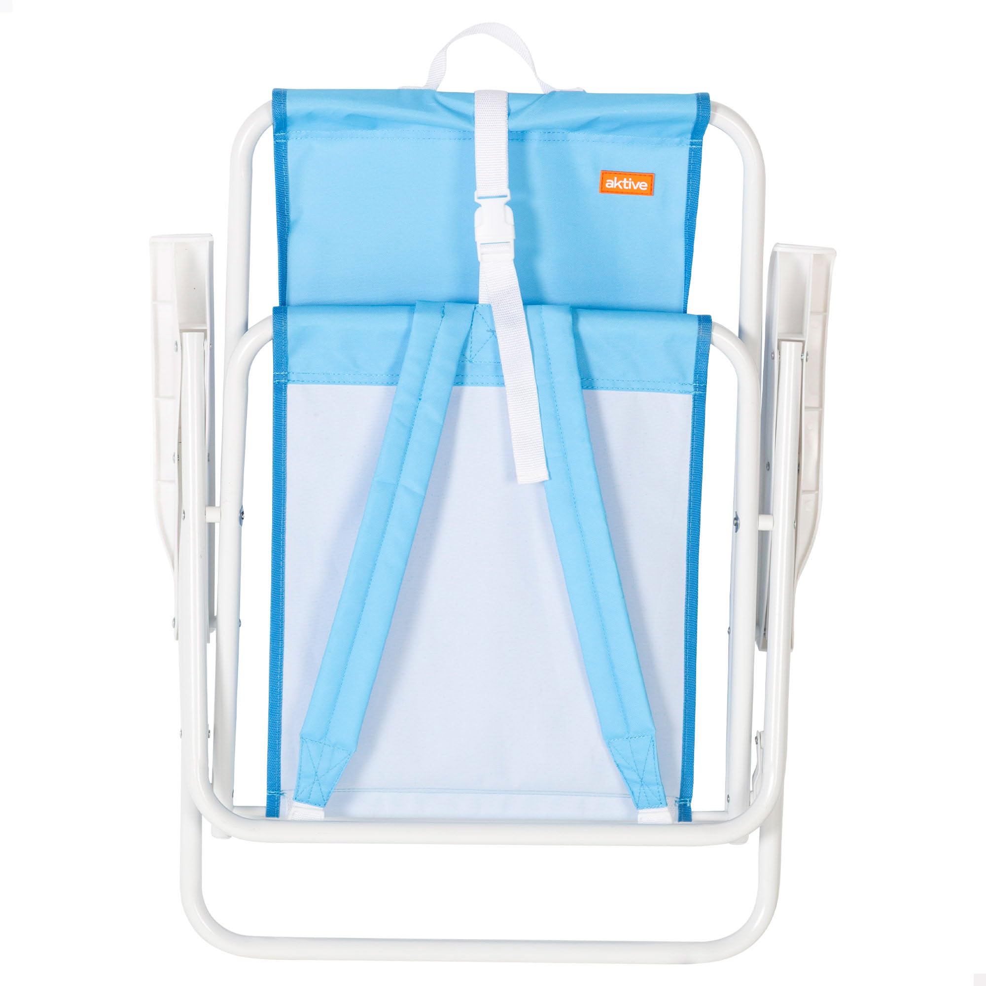 AKTIVE Silla de Playa Plegable Azul Marino, 44x40x81 cm, Diseño Tipo Mochila, con Bolsillo de Red, Estructura de Acero, Tejido poliéster, hasta 110 kg (62507)