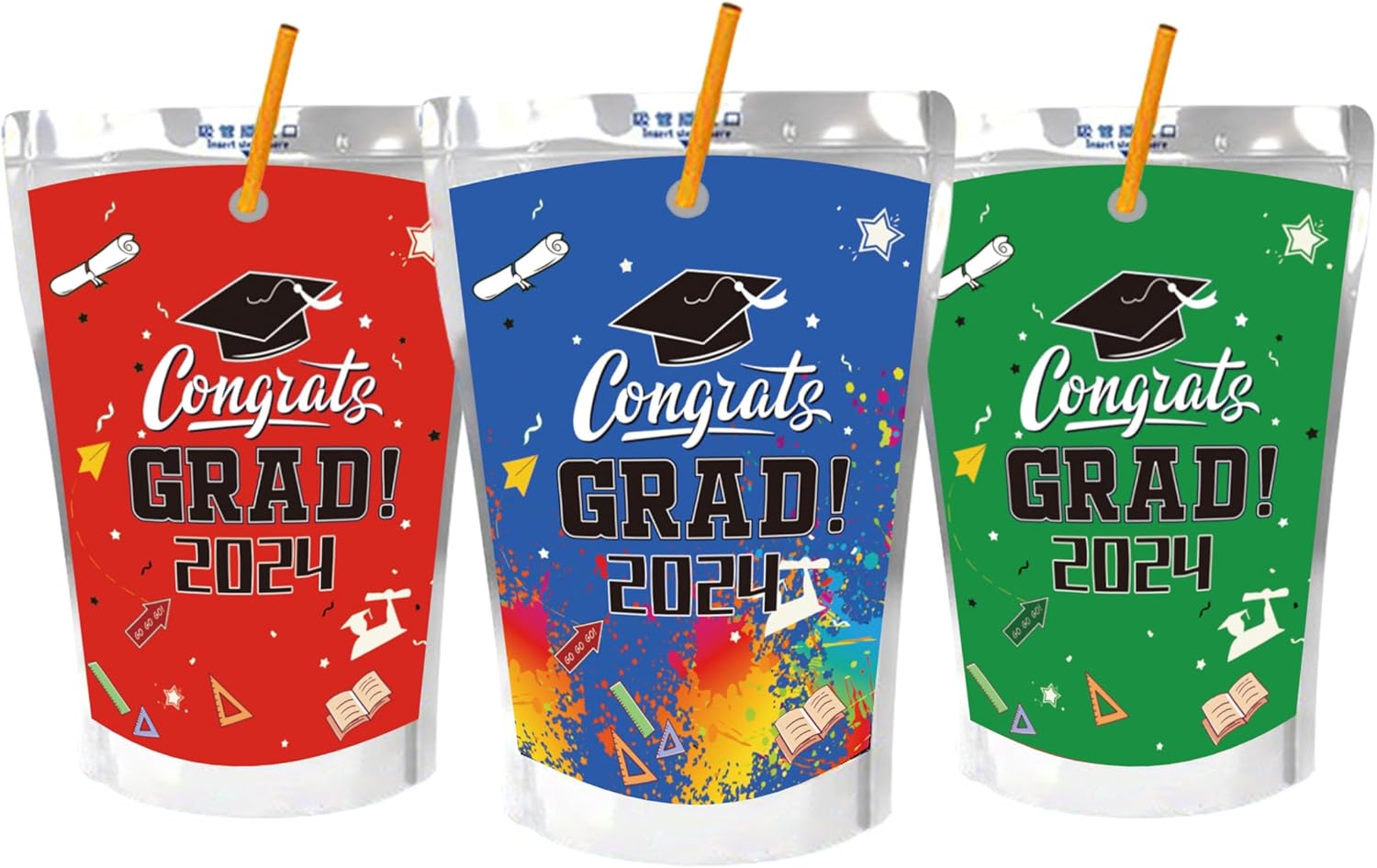 Amazon.com: 24pcs Graduation Party Supplies,Juice Bag Stickers for ...