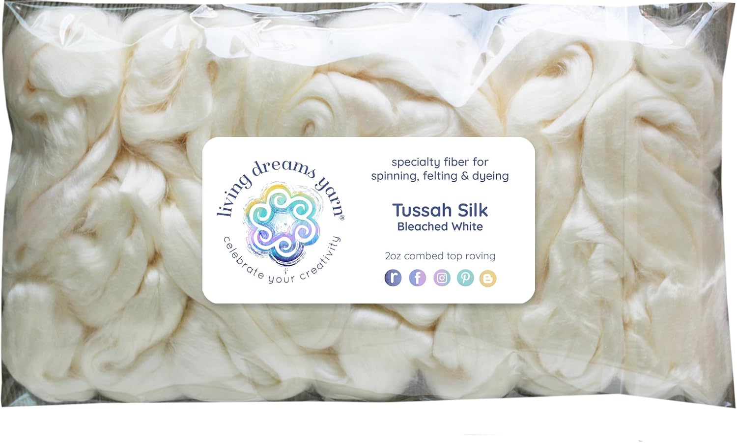 Tussah Silk Fiber for Soap Making, Spinning, Blending, Felting, Dyeing, and Paper Making. Extra Bleached White Combed Top.