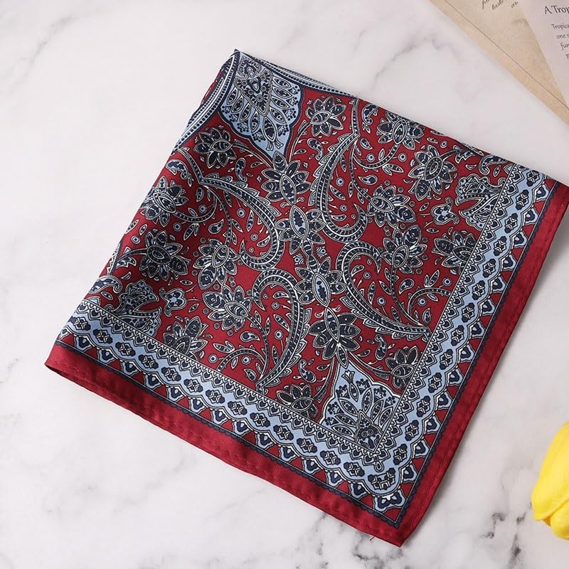 Printed Men's Suit Pocket Square Vintage Women's Small Silk Scarf Suit Handkerchief