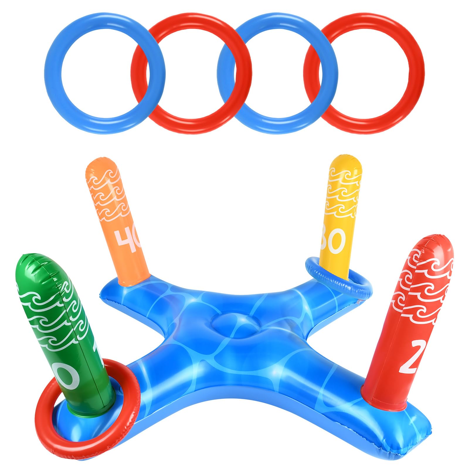 Piscina Gonfiabile Gioco Del Lancio Dell'Anello Con Flamingo Gonfiabile - Set Per Feste Hawaii E Piscina, 5 Pezzi Gonfiabile Decorazione Compleanno