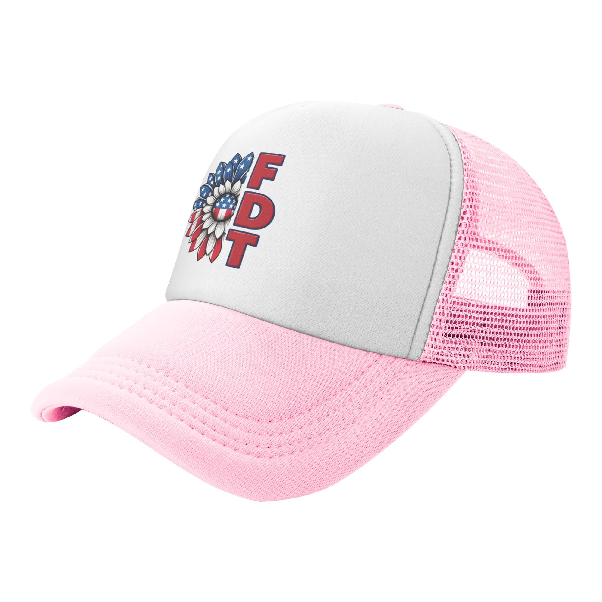 Vetrova FDT 8647 Trucker Hat Resist Fascism Baseball Cap Mesh Back Adjustable Hats for Kids - Pink
