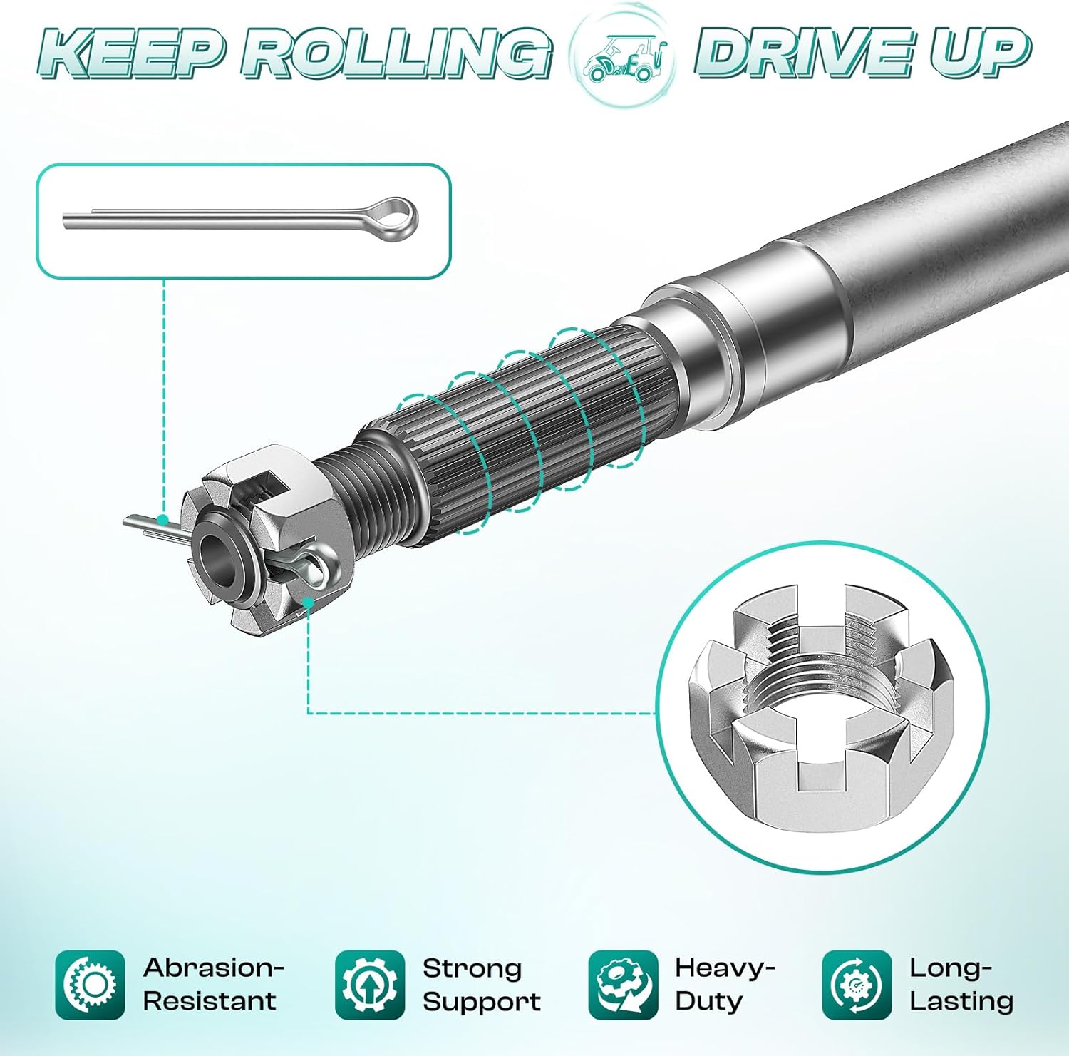 DRIVE UP Golf Cart Rear Spline Axle Shaft for Yamaha Models Driver Side OEM JR1-G6511-00-00