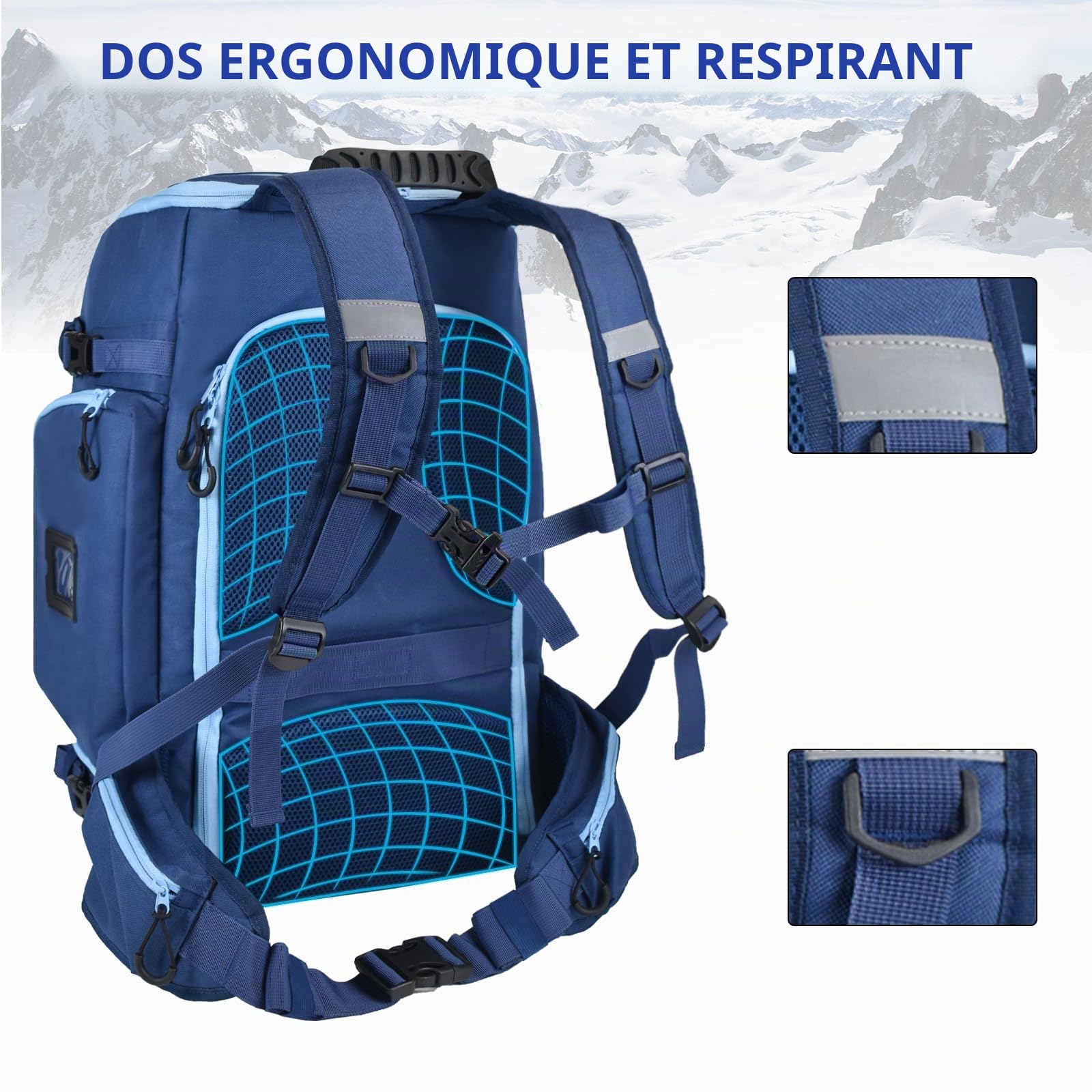 AUMTISC Sac à Dos pour Chaussures de Ski, Sacs à Chaussures de Ski rembourrés et Sacs Porte-Casque pour Voyage aérien, équipement de Ski, Lunettes, Gants, Ski et Snowboard