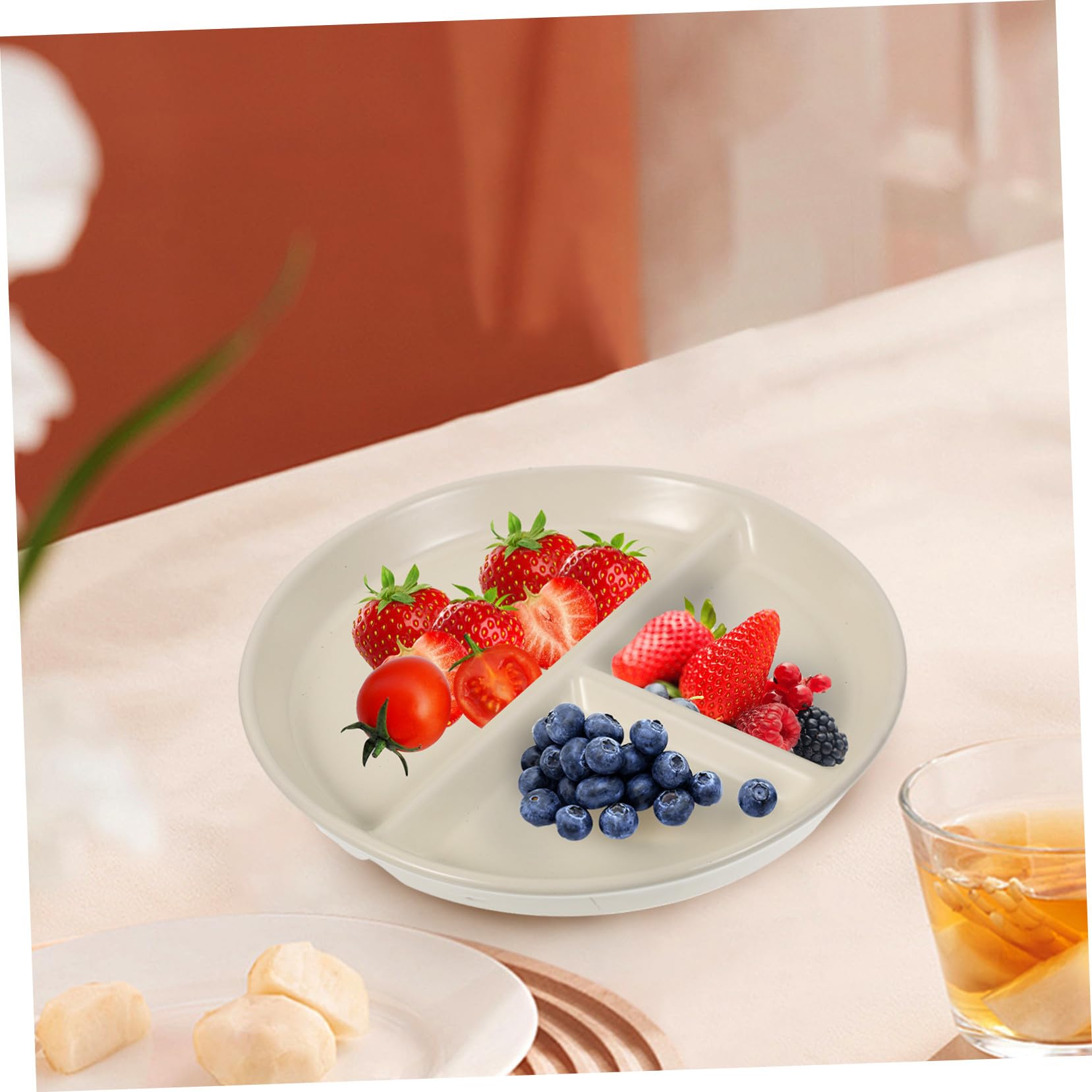 Assiette Diététique Compartimentée en Céramique Blanche pour Adultes