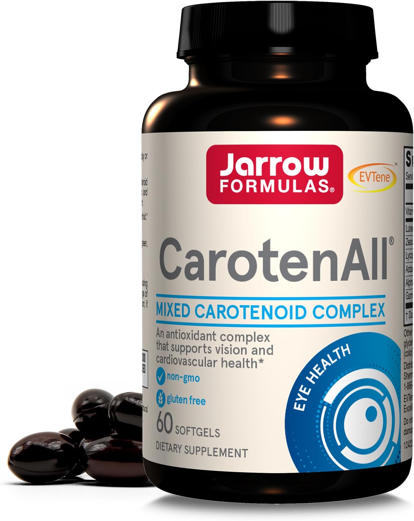 Jarrow Formulas CarotenAll - 60 Softgels - Provides Seven Major Carotenoids - Equivalent to Five Servings of Fruits & Vegetables - Cardiovascular & Vision Health Support - Up to 60 Servings